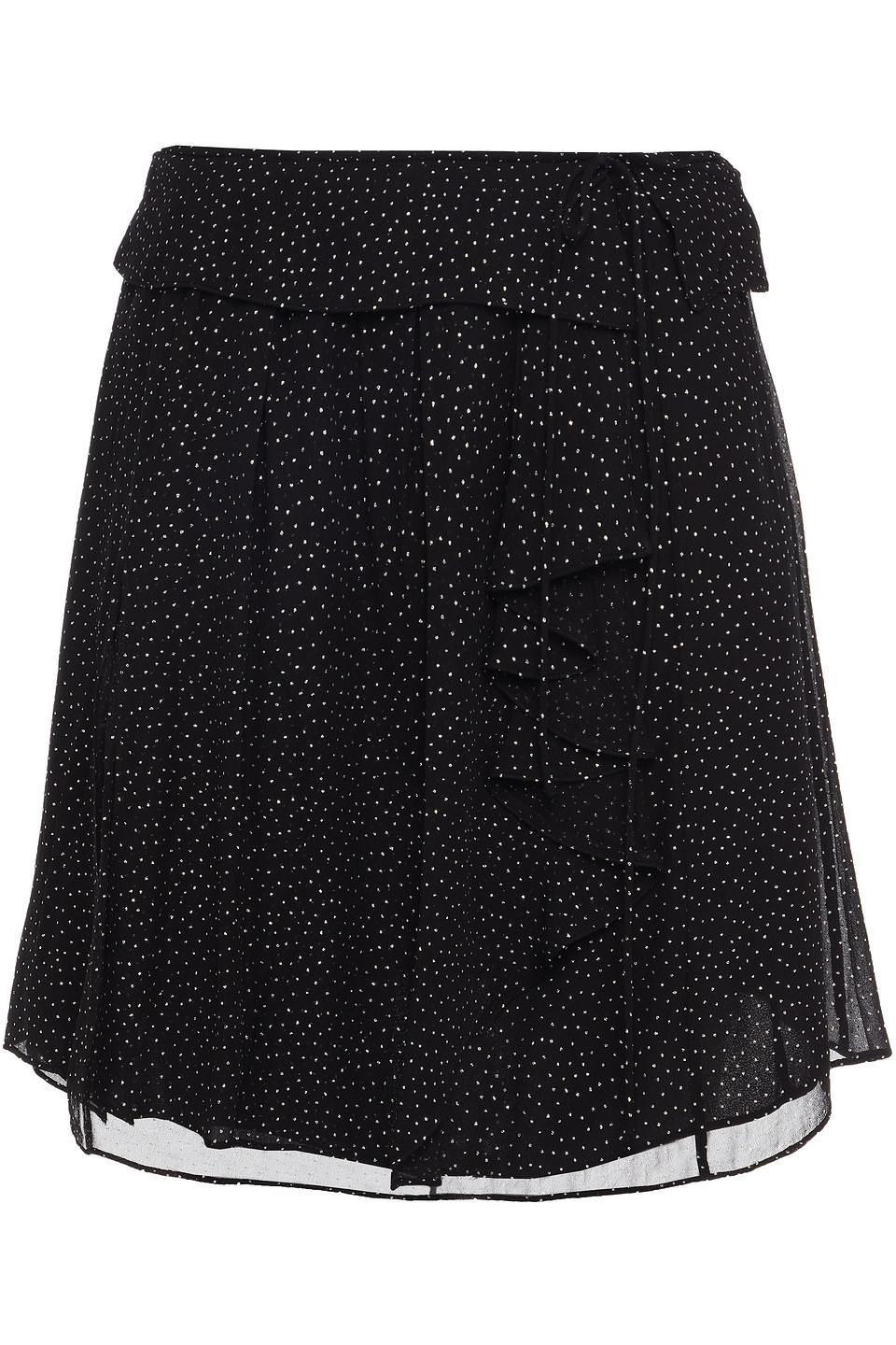 Iro Woman Seto Ruffled Glittered Mini Wrap Skirt Black Size 40