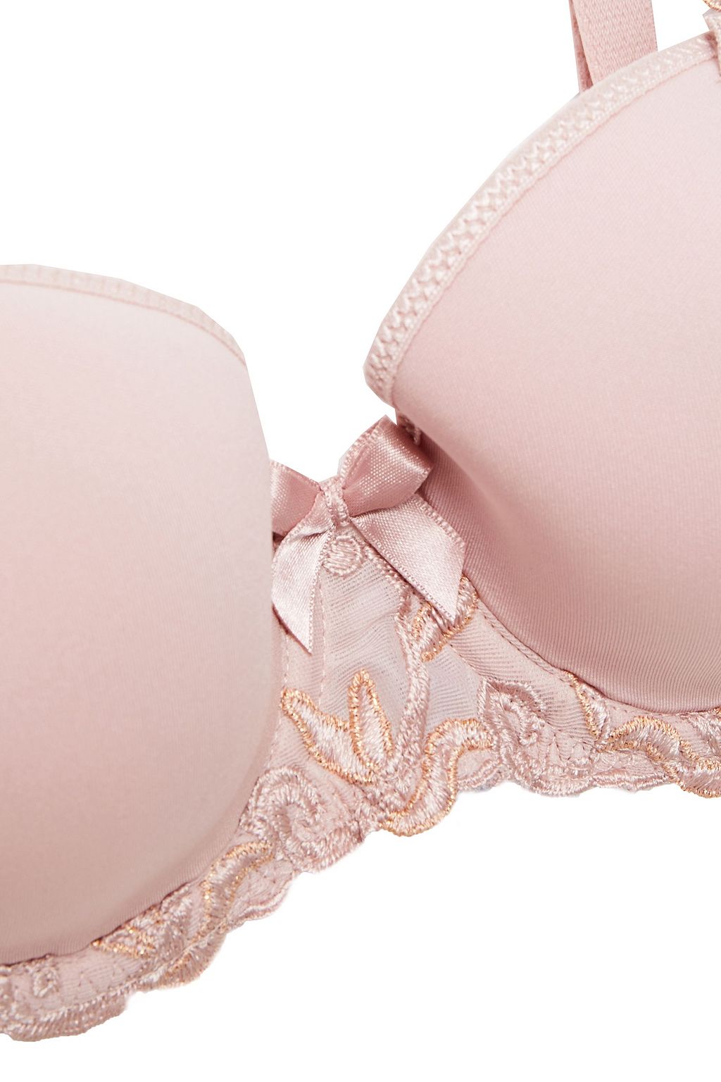 SIMONE PÉRÈLE Embroidered satin-jersey push-up bra