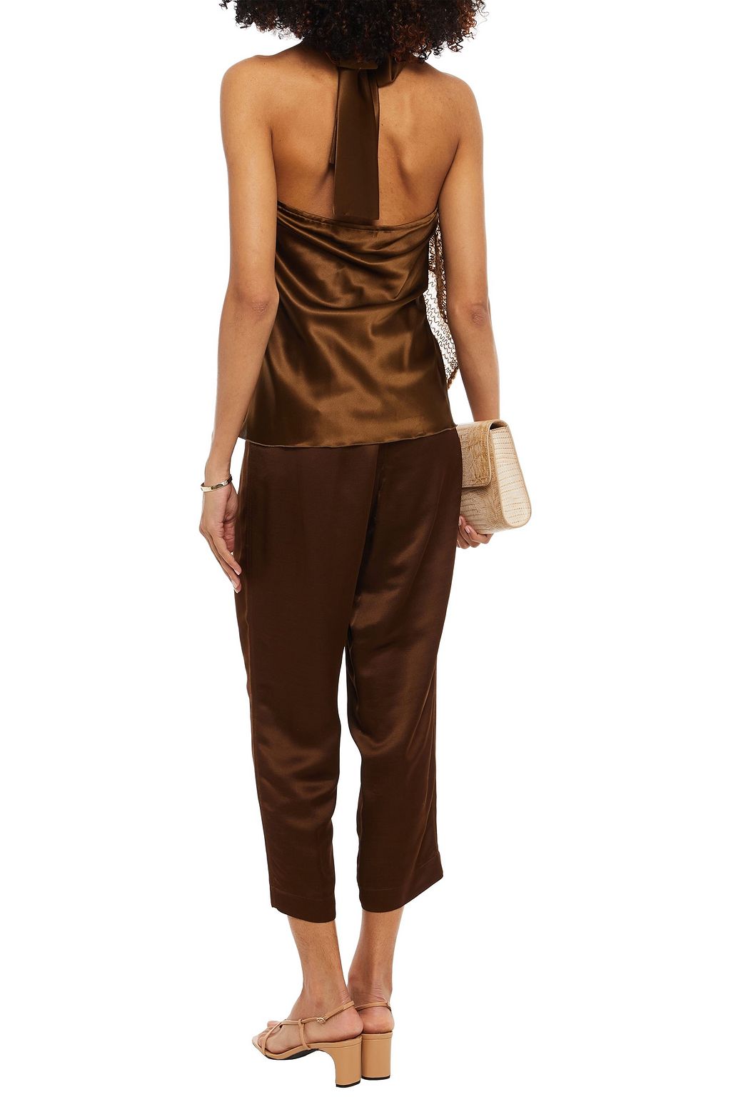 GENTRYPORTOFINO Cropped satin-crepe straight-leg pants