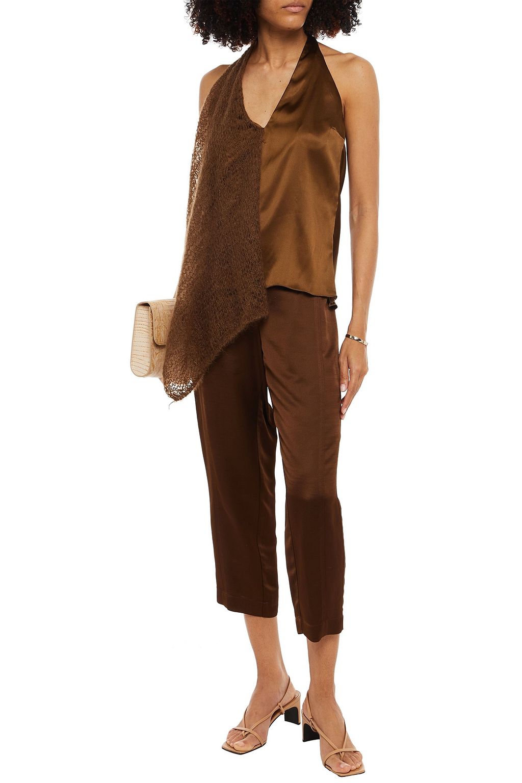 GENTRYPORTOFINO Cropped satin-crepe straight-leg pants