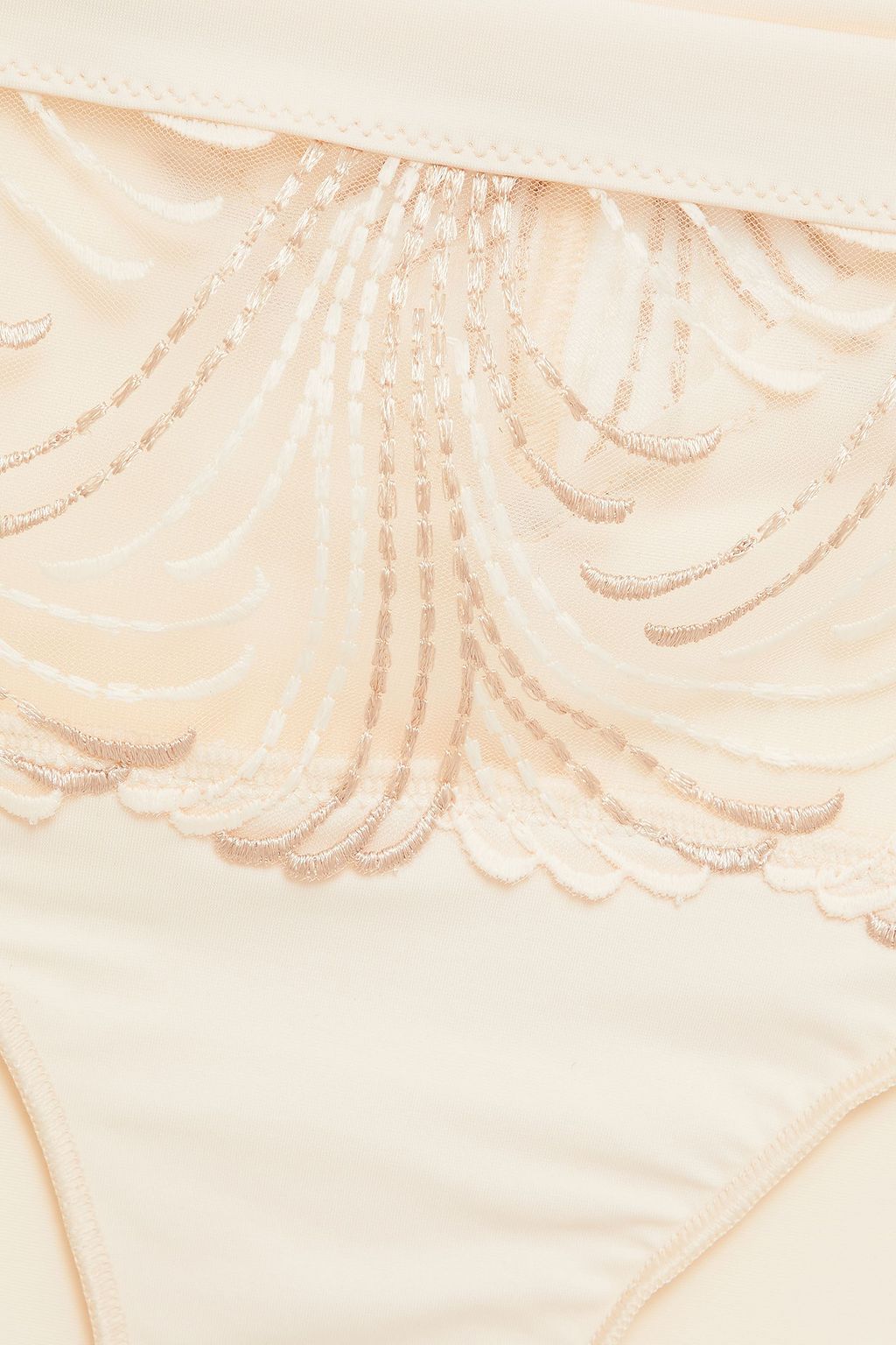 SIMONE PÉRÈLE Embroidered tulle and stretch-jersey mid-rise briefs