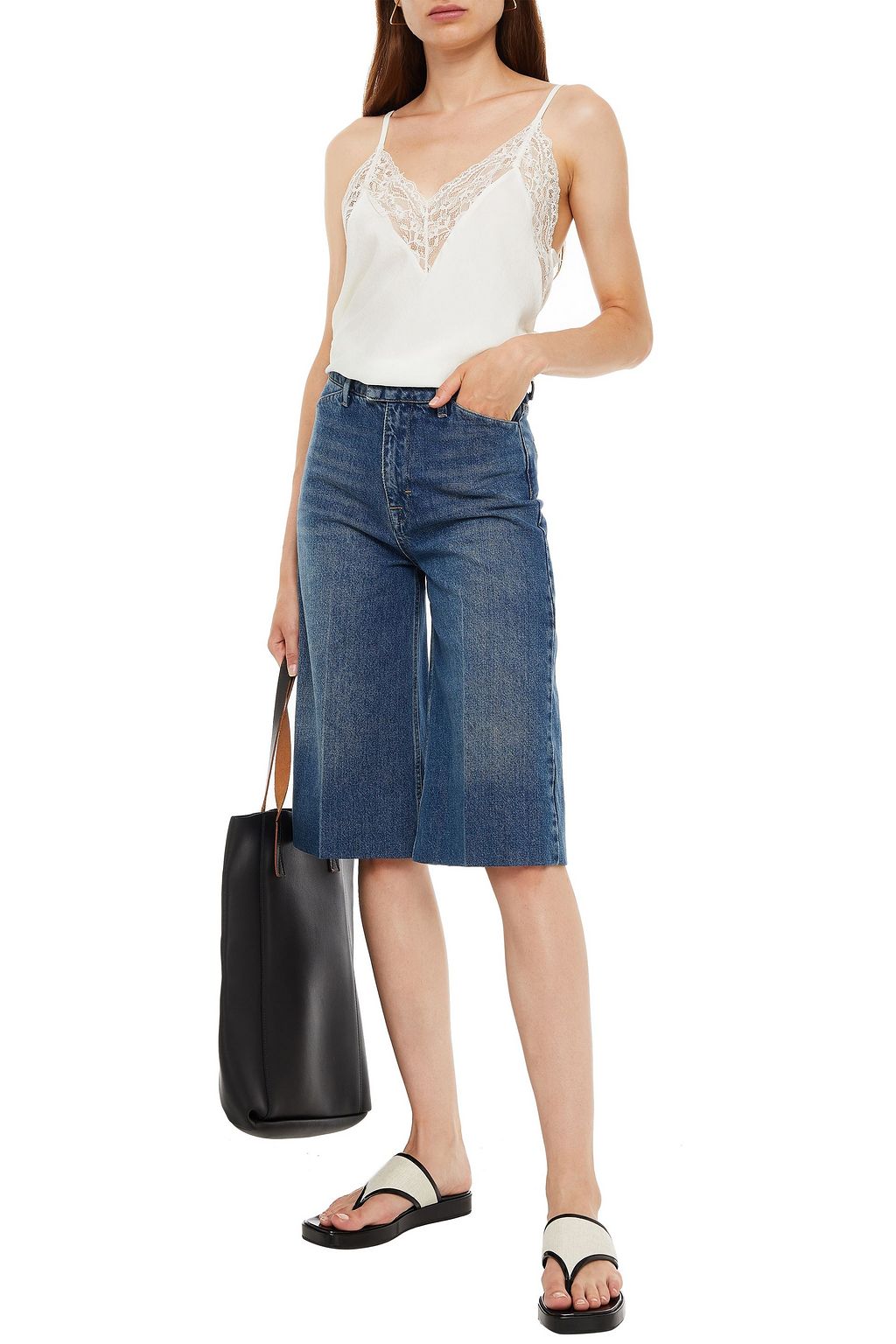 MAJE Lace-trimmed crepe camisole