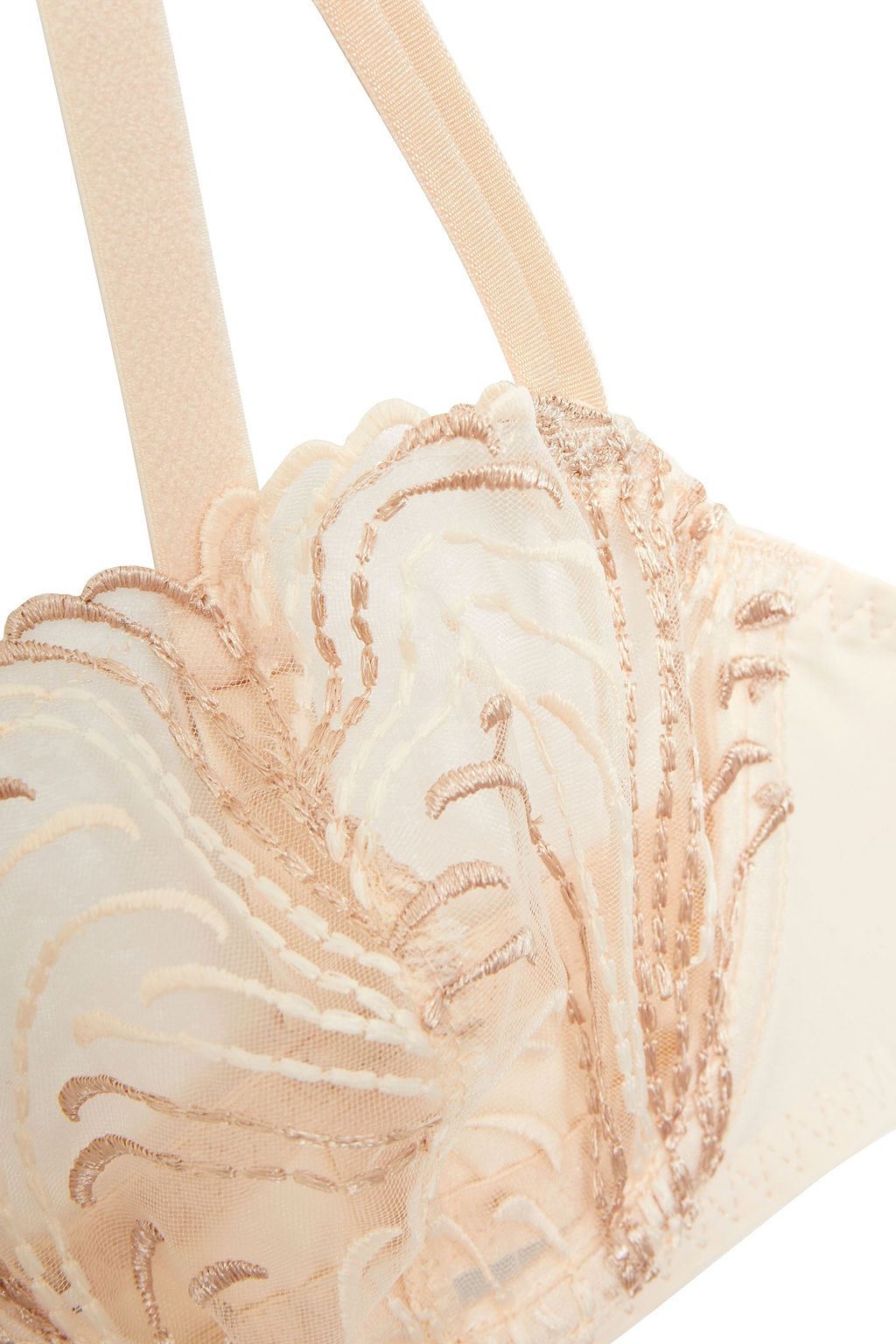 SIMONE PÉRÈLE Embroidered tulle and stretch-jersey underwired balconette bra