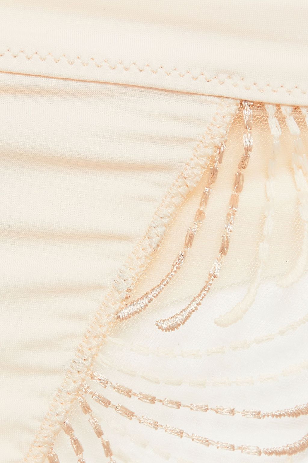 SIMONE PÉRÈLE Embroidered mesh-paneled jersey low-rise thong