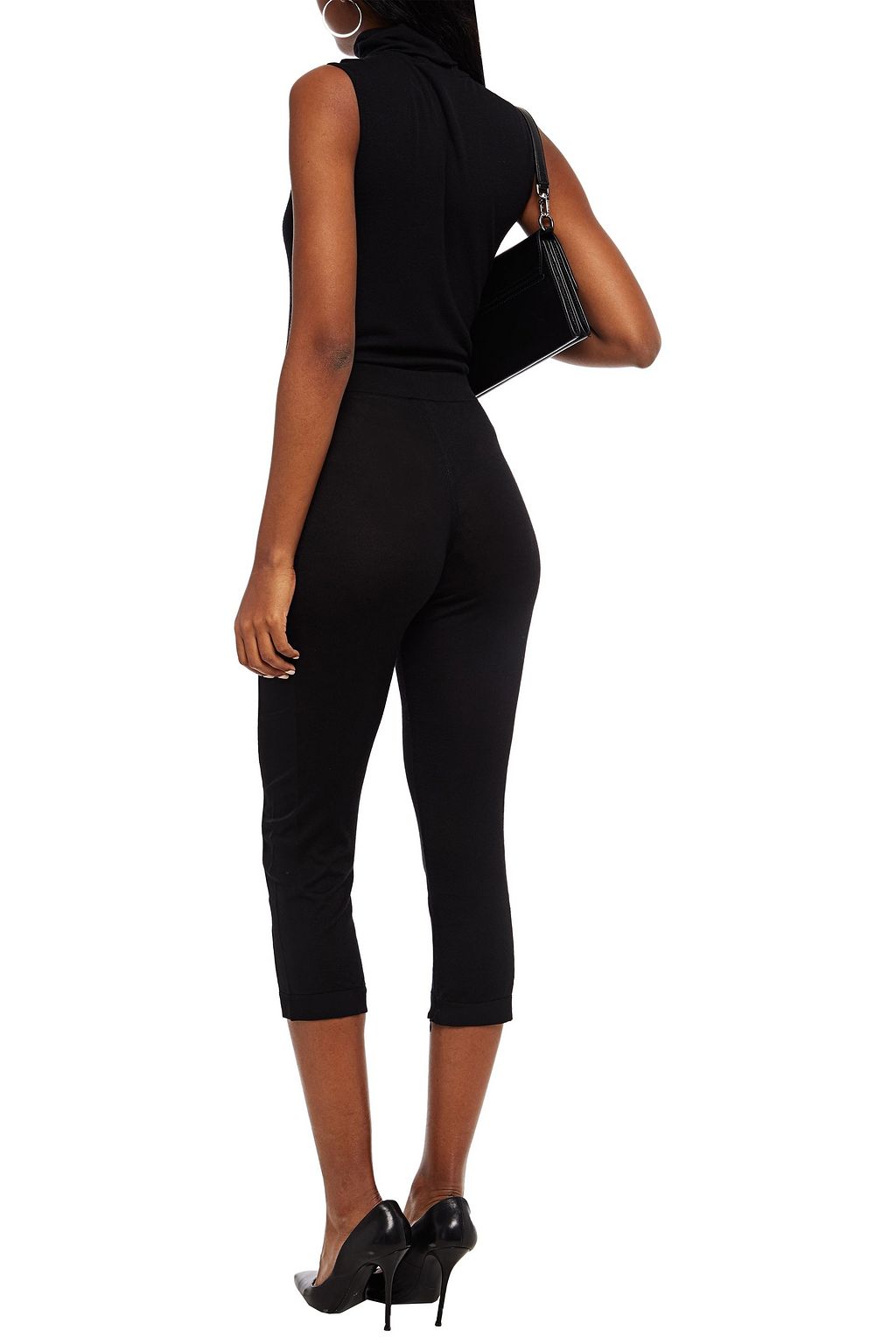 TOM FORD Cropped twill-paneled cashmere and silk-blend leggings