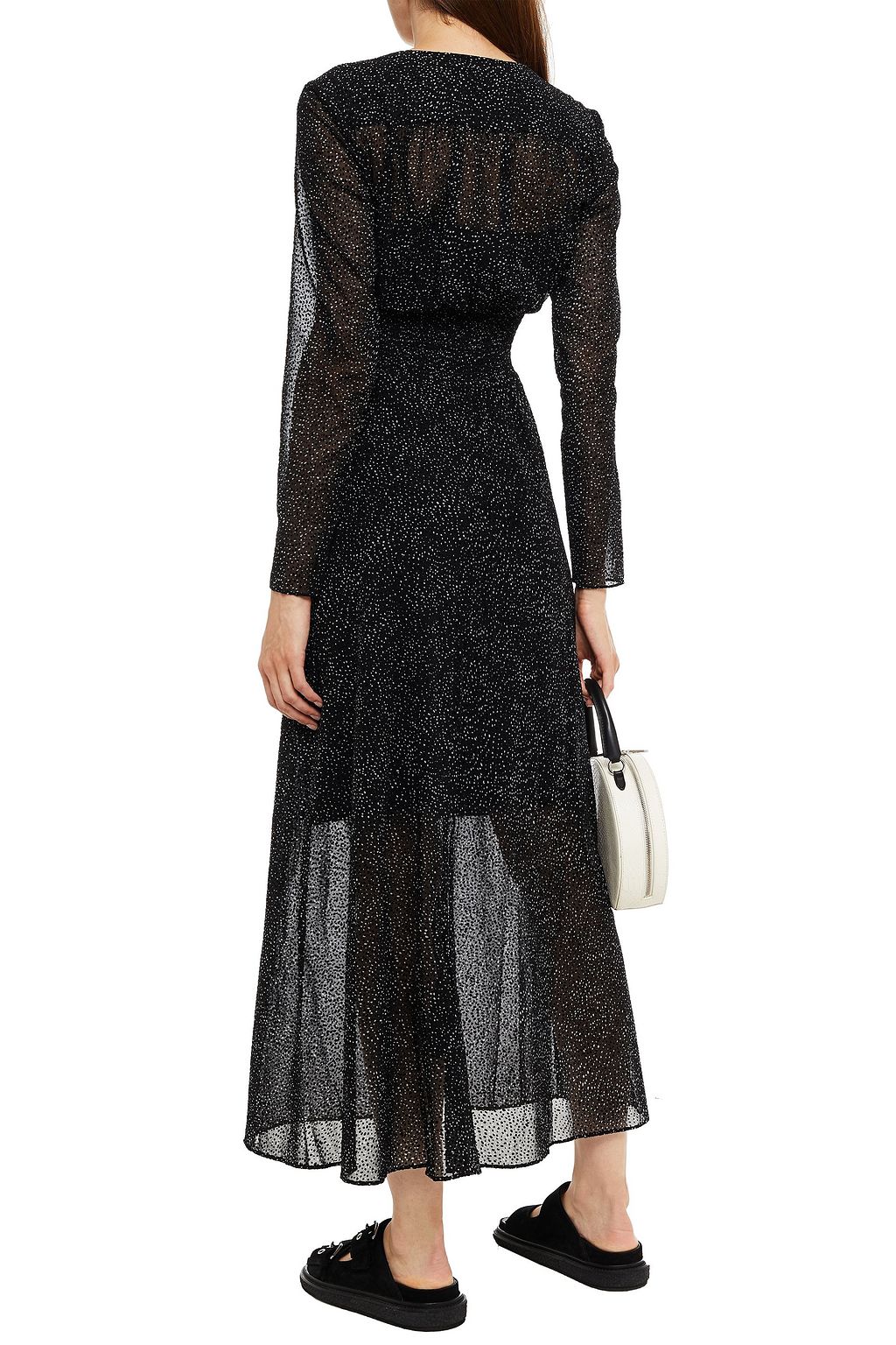 MAJE Lace-trimmed printed flocked georgette midi dress