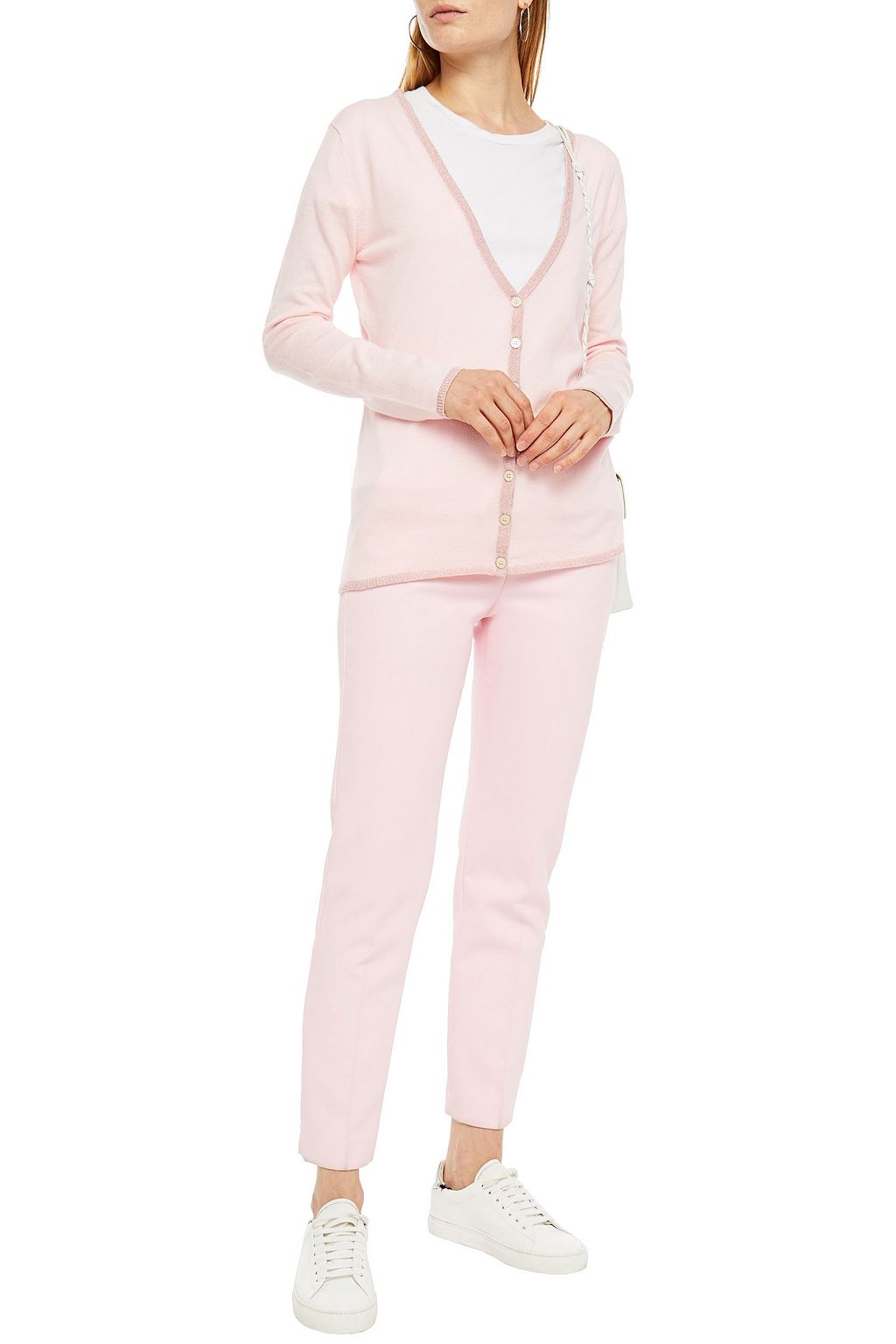 MORGAN LANE Pippa metallic-trimmed cotton-blend cardigan