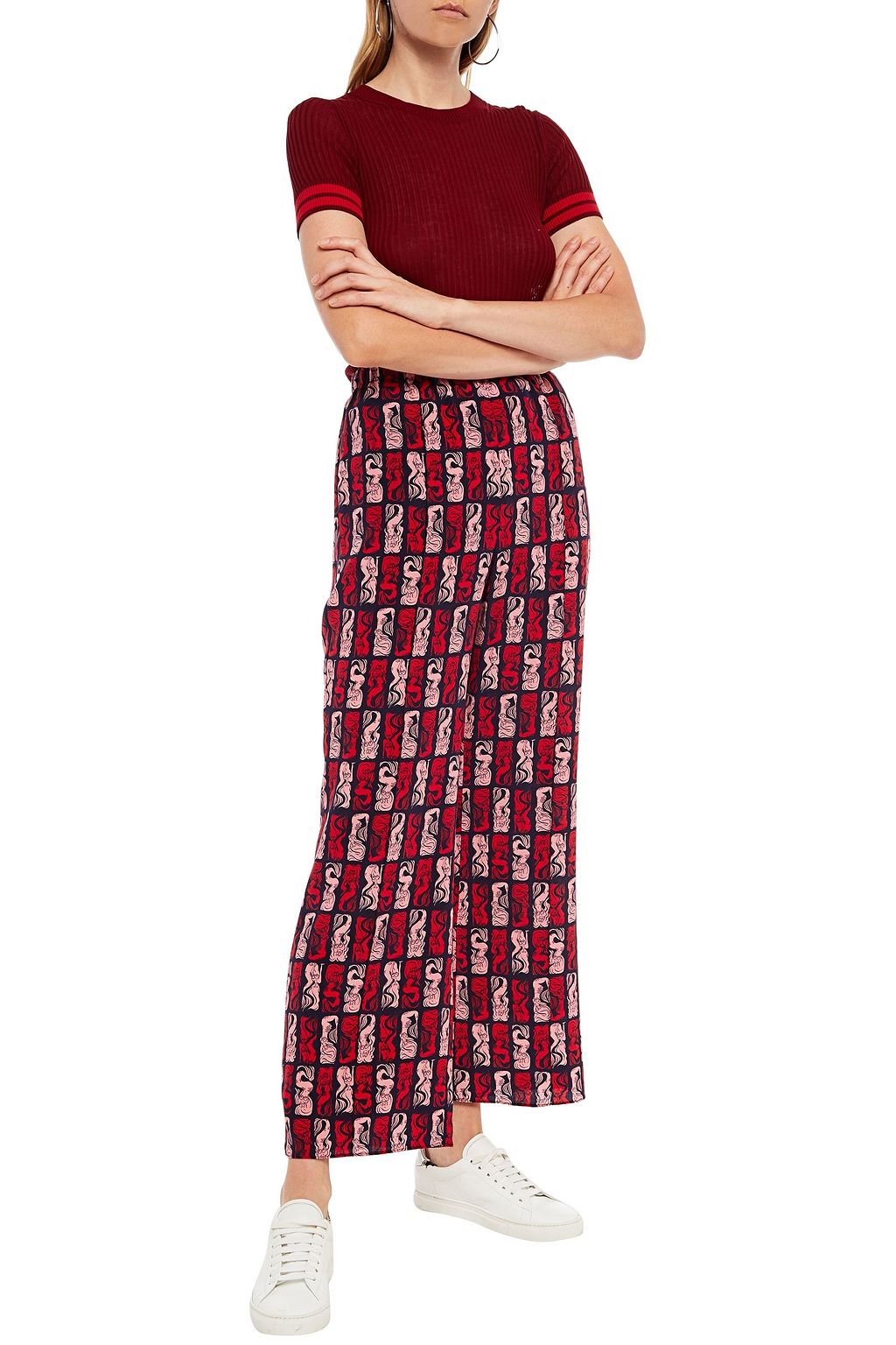 KENZO Printed silk crepe de chine wide-leg pants