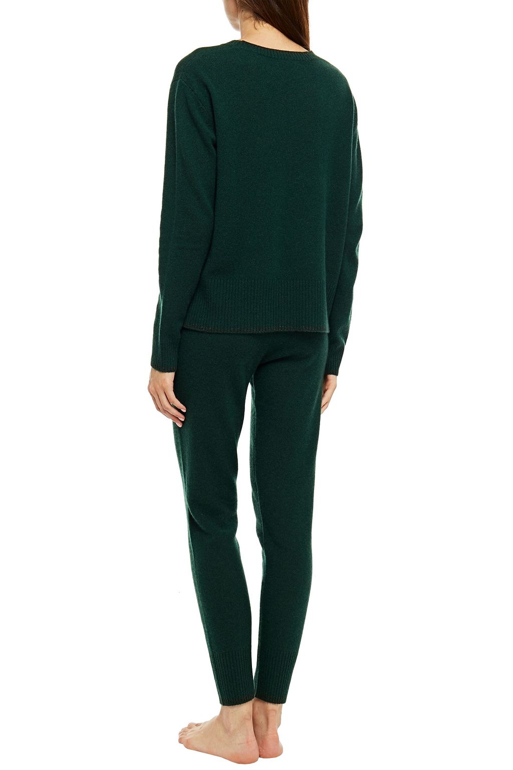 MORGAN LANE Charlee metallic-trimmed cashmere-blend pajama top