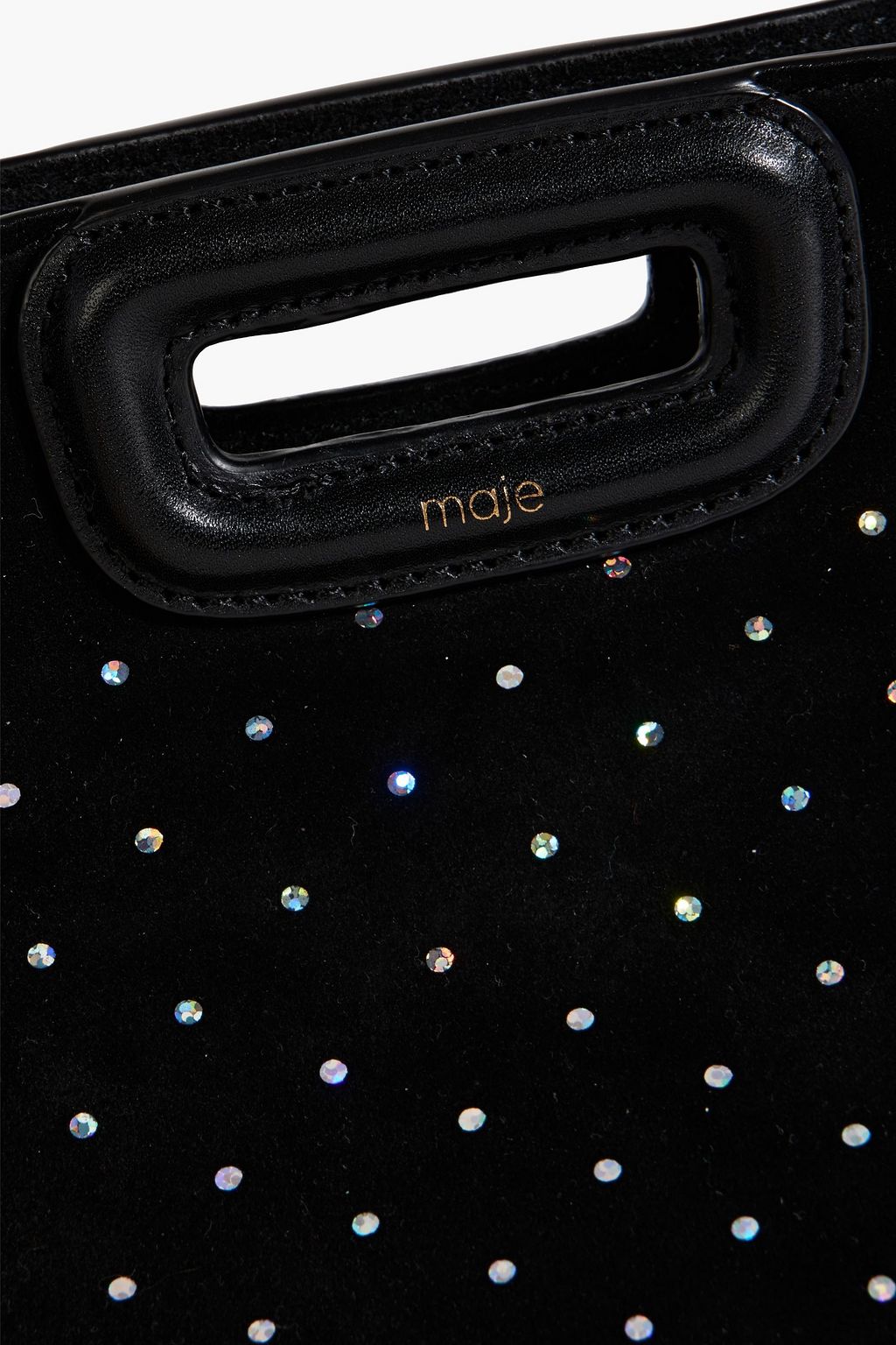 MAJE Crystal-embellished fringed polka-dot suede shoulder bag