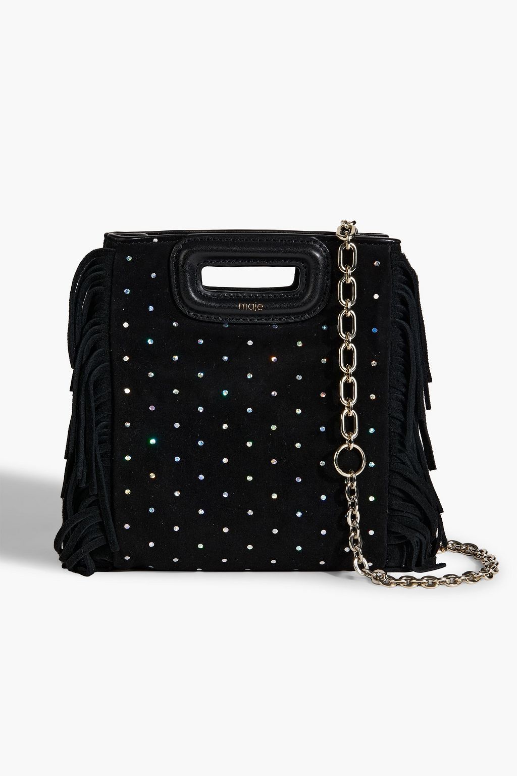 Suede Fringe Studded Cross Body Bag