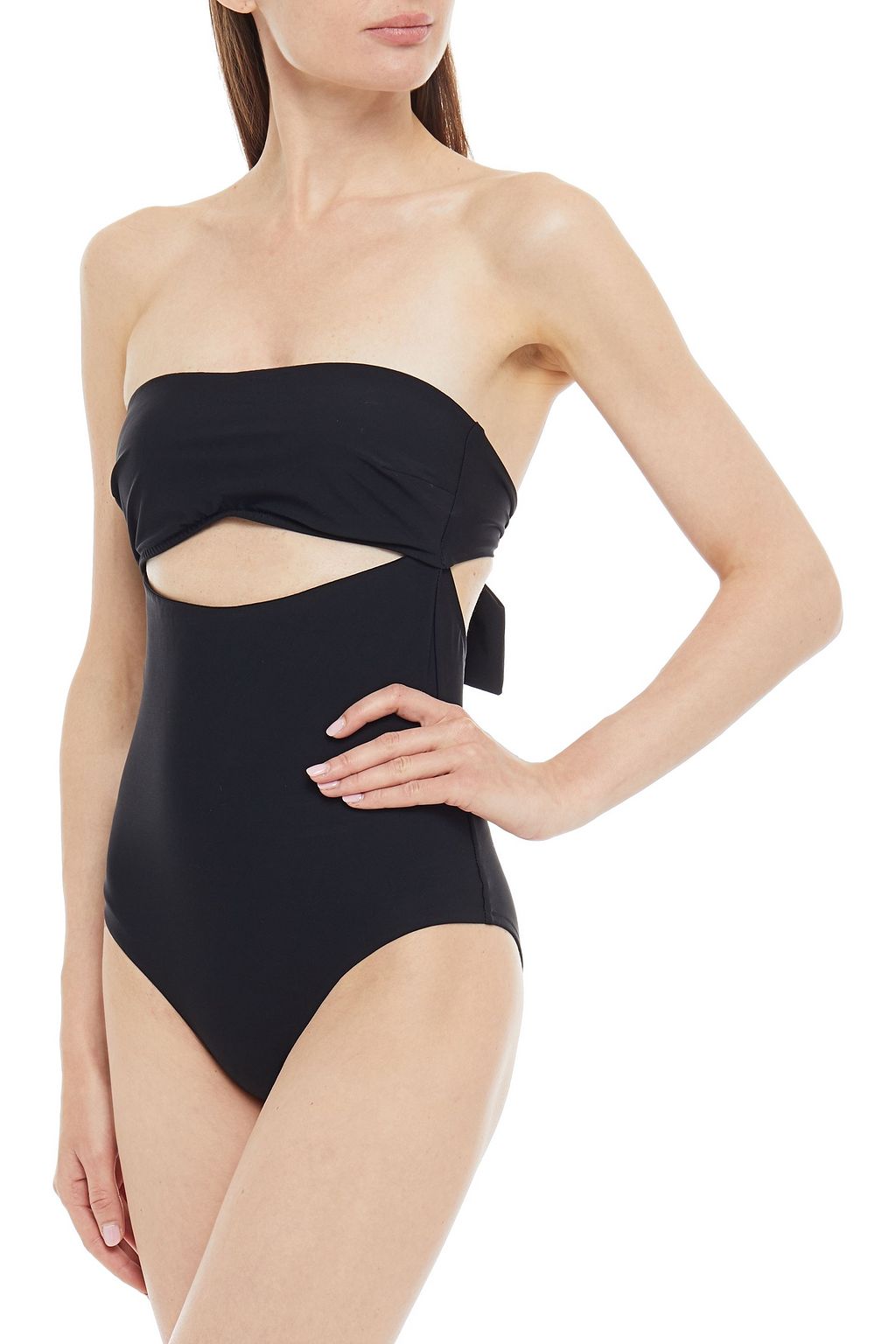 BONDI BORN Tie-back cutout bandeau swimsuit