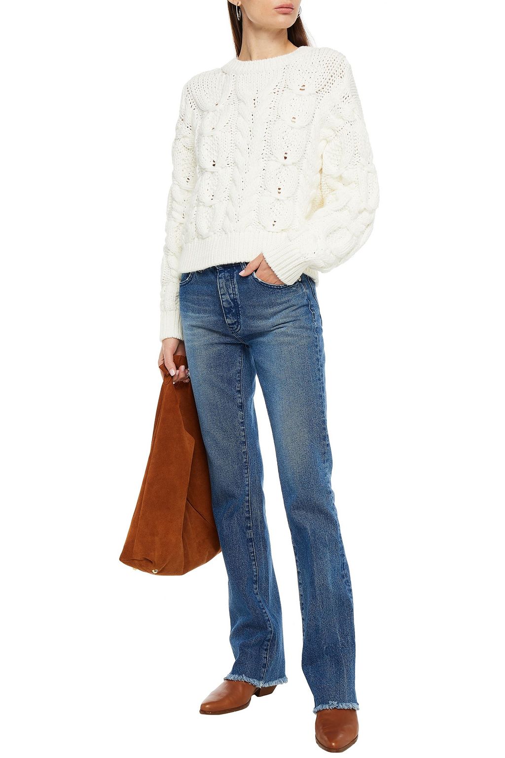 IRO Sidra mélange cable-knit cotton-blend sweater