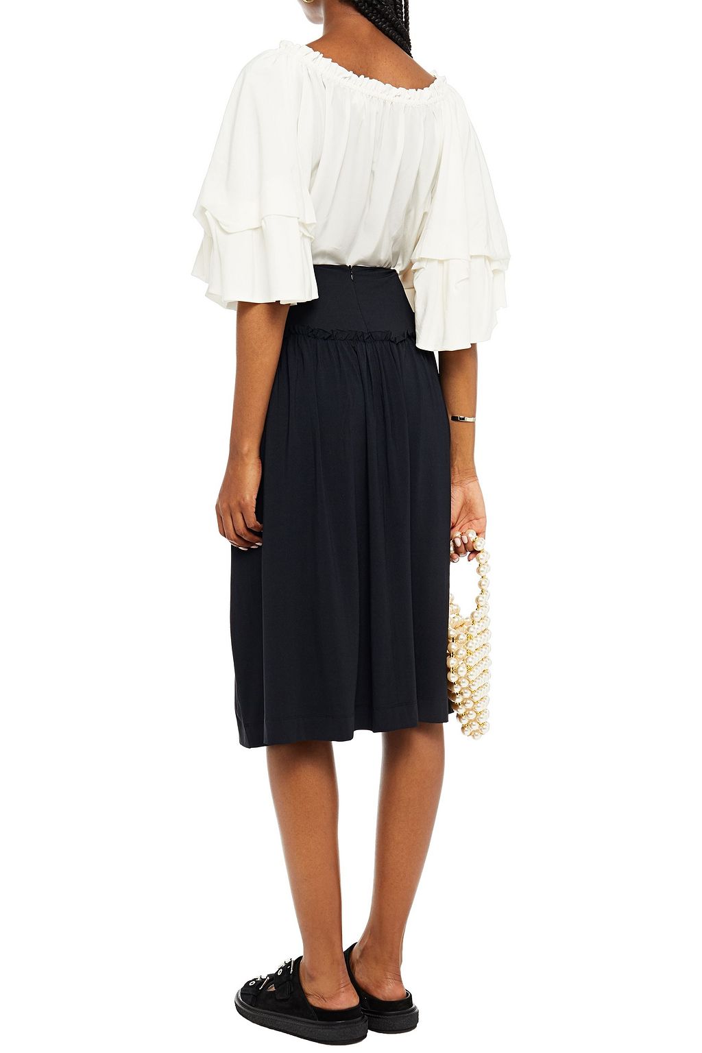 SIMONE ROCHA Gathered satin-jersey skirt