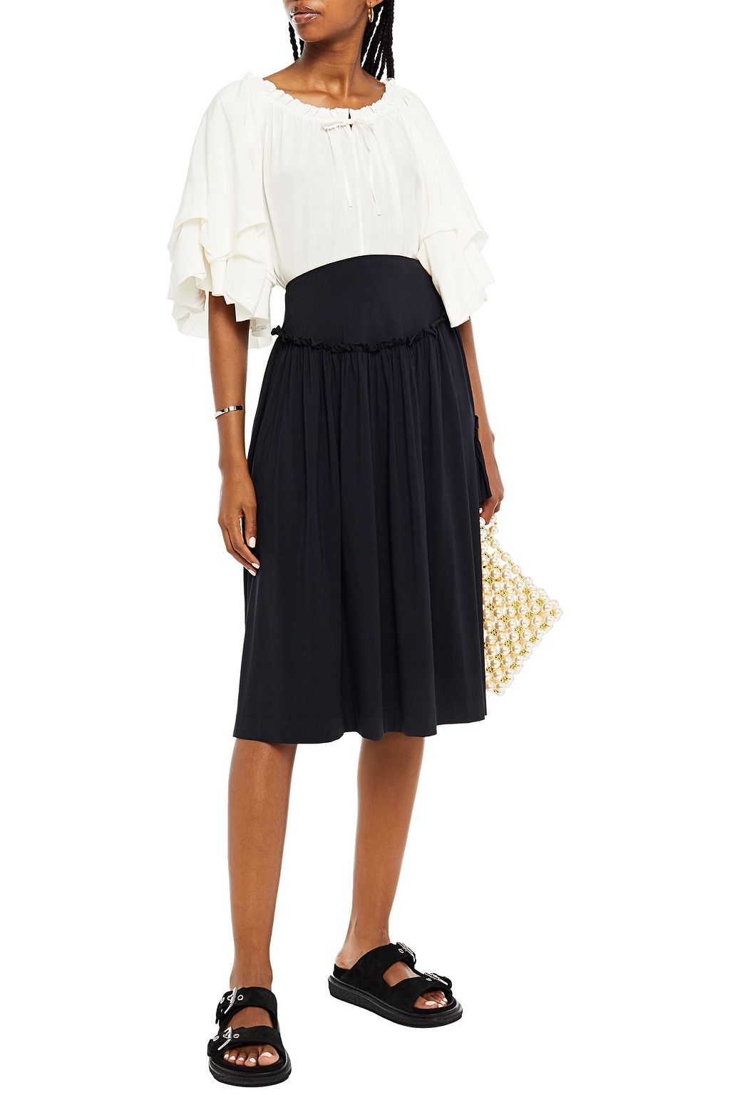 SIMONE ROCHA Gathered satin-jersey skirt