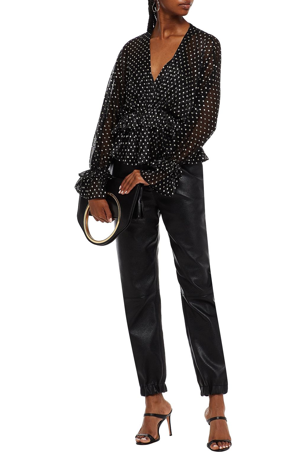 IRO Minda Bluse aus Strick mit Polka-Dots und Metallic-Effekt
