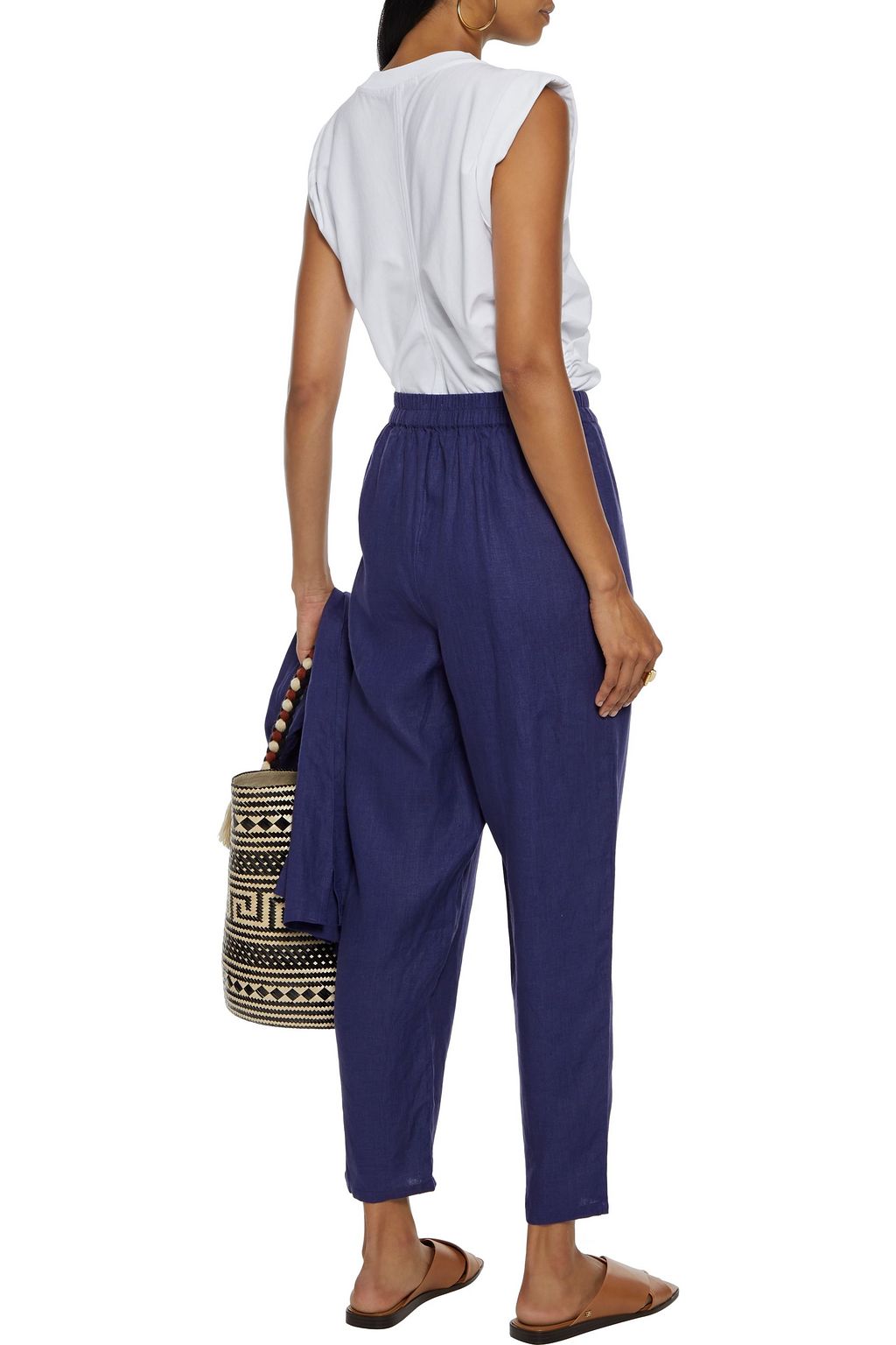 ONIA Easy cropped linen tapered pants