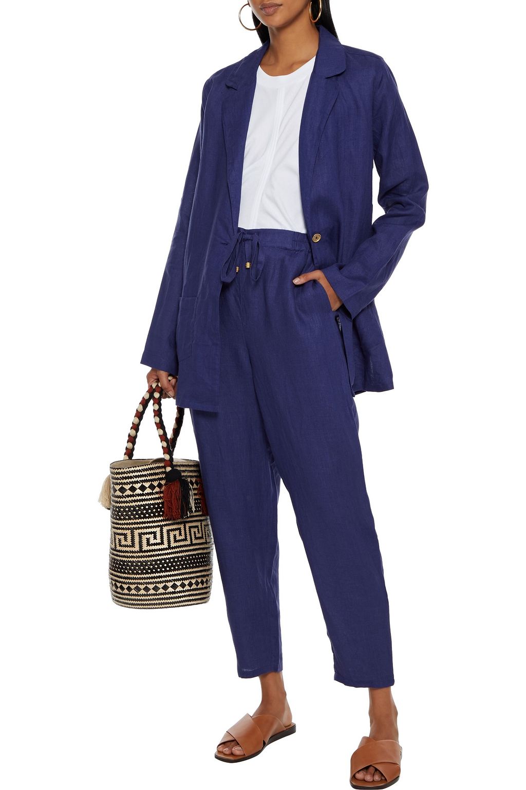 ONIA Easy cropped linen tapered pants