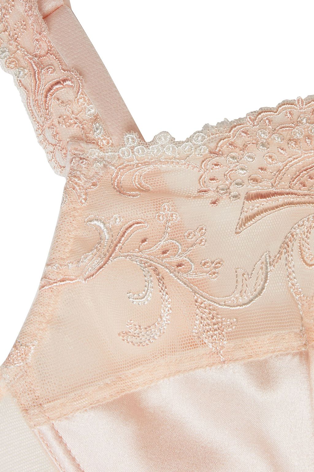 LISE CHARMEL Embellished lace-trimmed satin balconette bra