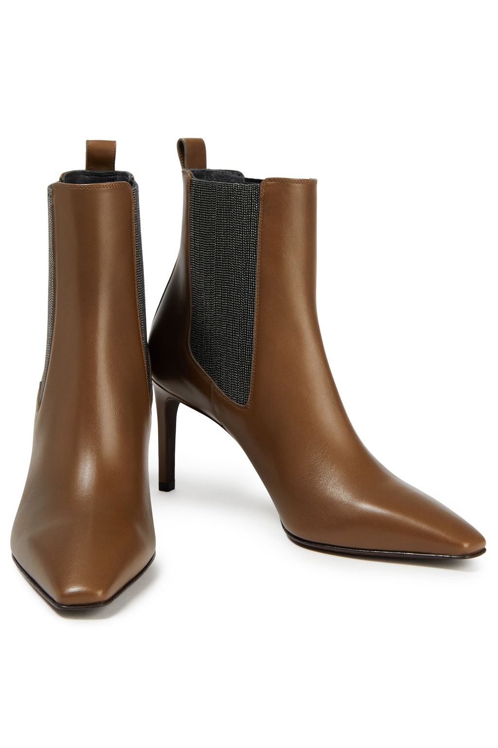 BRUNELLO CUCINELLI Bead-embellished leather ankle boots
