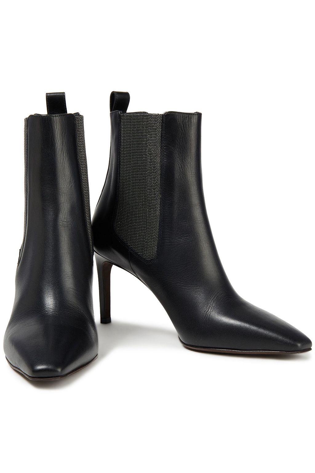BRUNELLO CUCINELLI Bead-embellished leather ankle boots