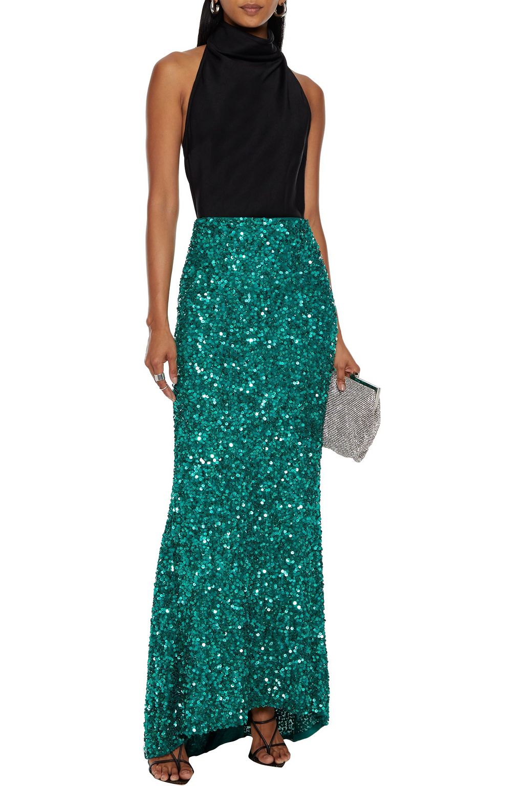 ALICE + OLIVIA Charity sequined tulle maxi skirt