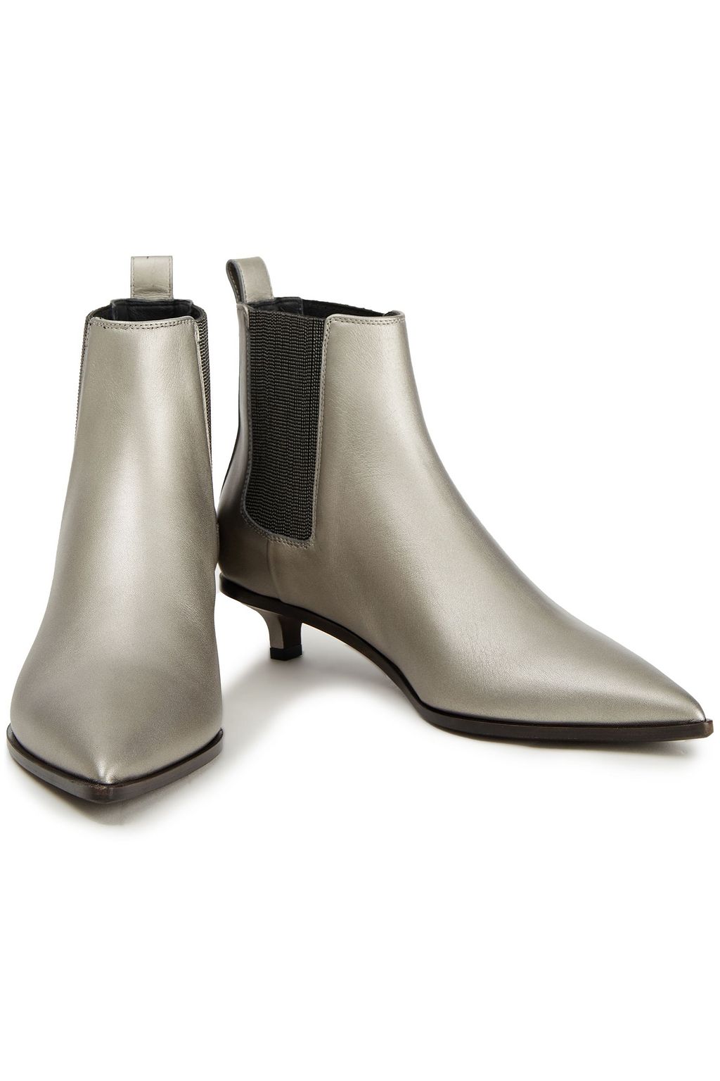 BRUNELLO CUCINELLI Bead-embellished leather ankle boots