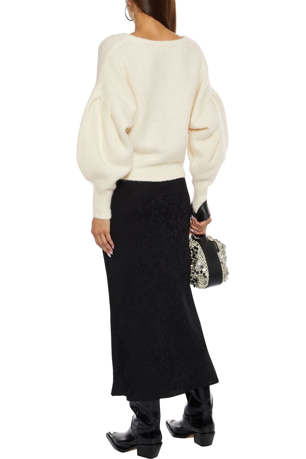 IRO Arlow satin-jacquard midi skirt