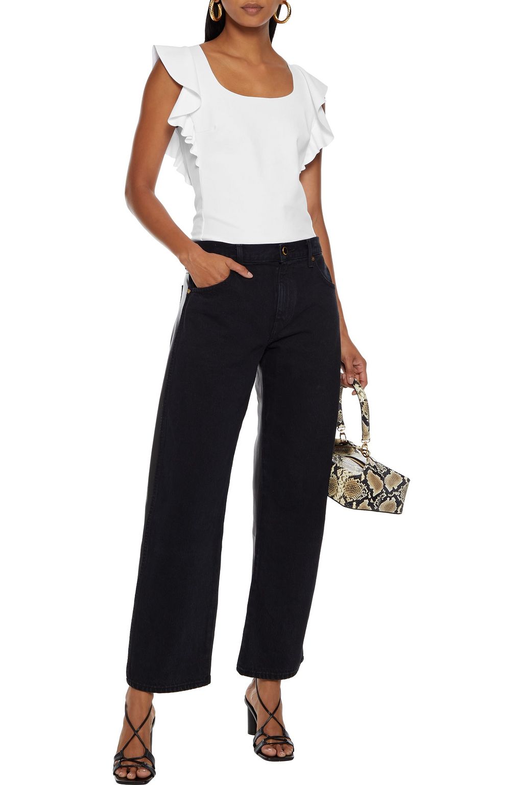 COMMANDO Ruffled bonded stretch-jersey bodysuit