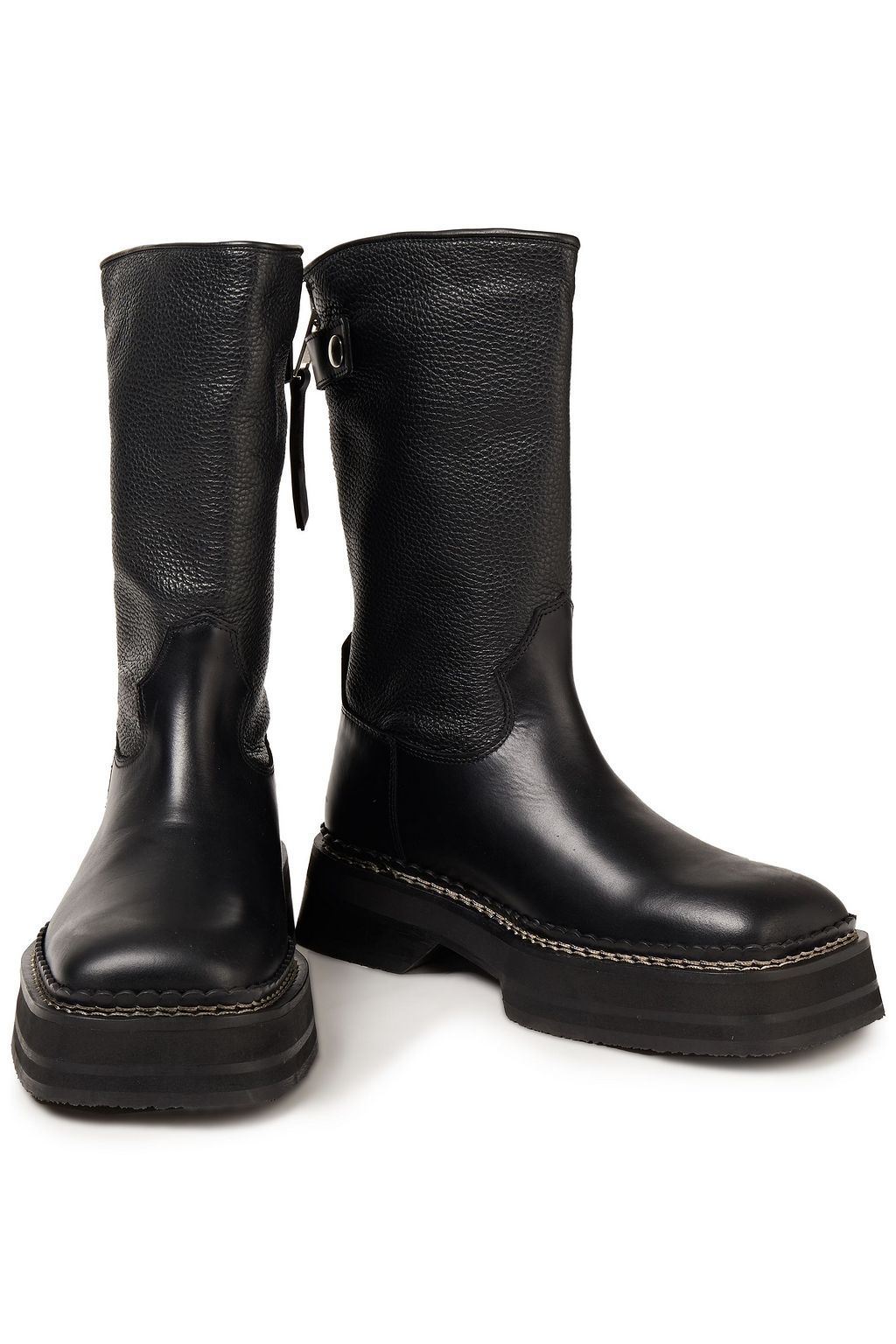 EYTYS Smooth and pebbled-leather boots