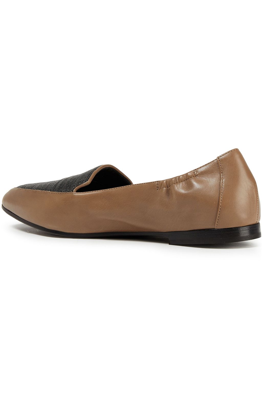 BRUNELLO CUCINELLI Bead-embellished leather point-toe flats