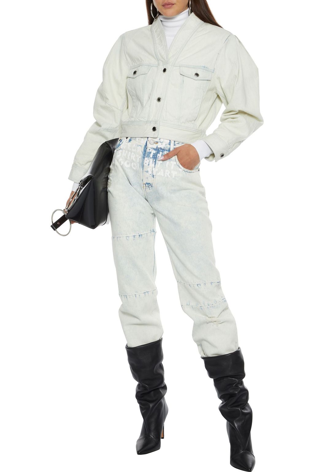 IRO Kahena cropped bleached denim jacket
