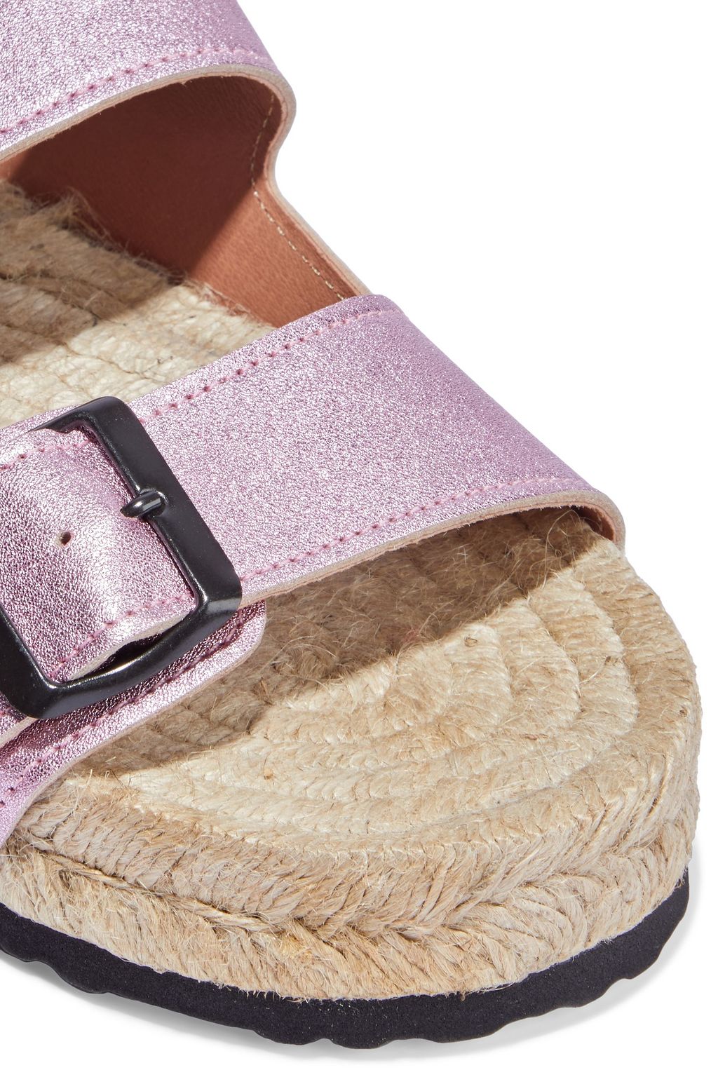 MANEBÍ Nordic metallic textured-leather slides
