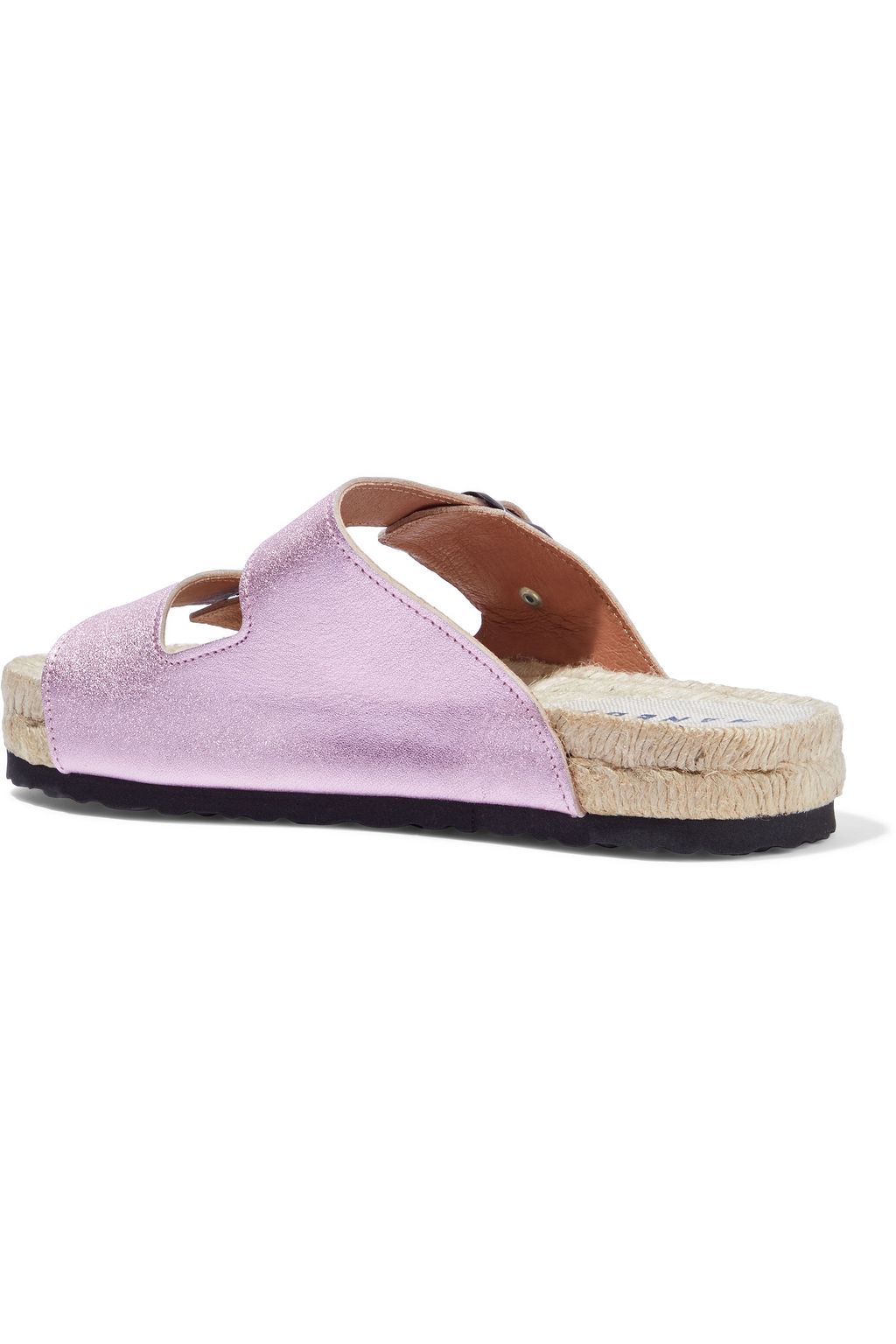 MANEBÍ Nordic metallic textured-leather slides