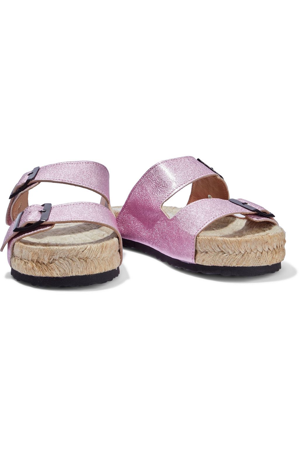 MANEBÍ Nordic metallic textured-leather slides