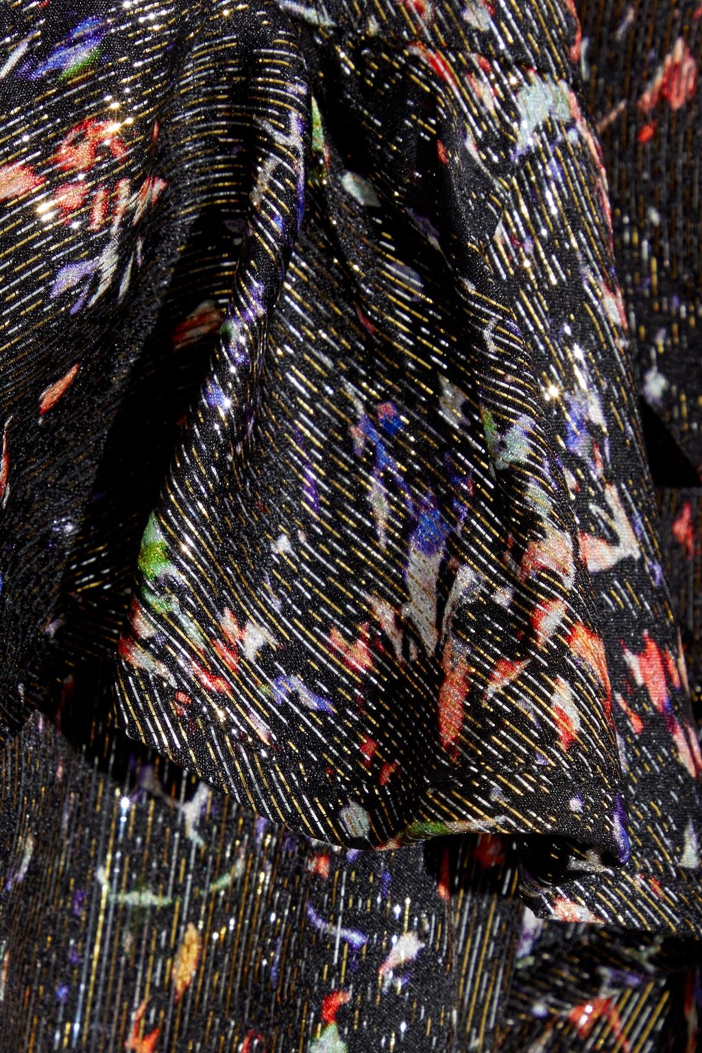 IRO Meysam ruffled printed metallic silk-blend blouse