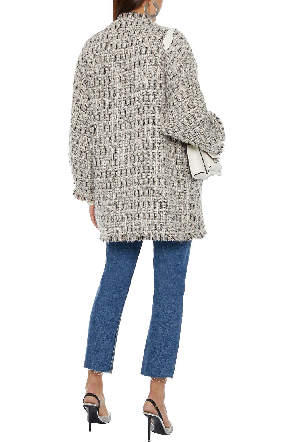 IRO Lany oversized frayed metallic bouclé-tweed jacket