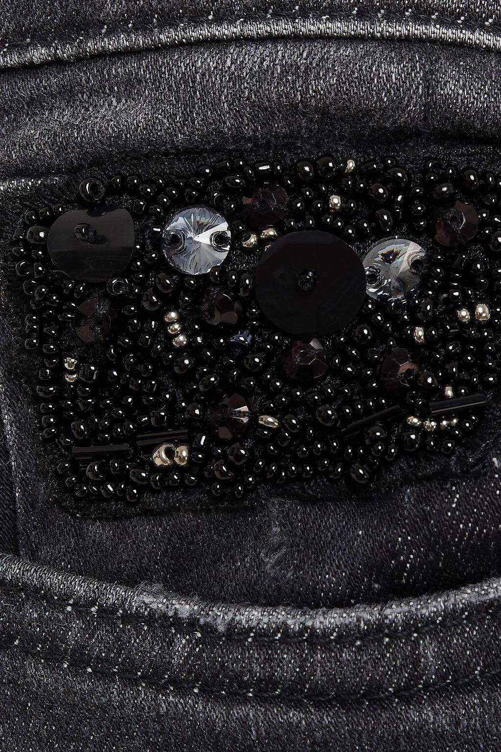 7 FOR ALL MANKIND Embellished distressed mid-rise skinny jeans