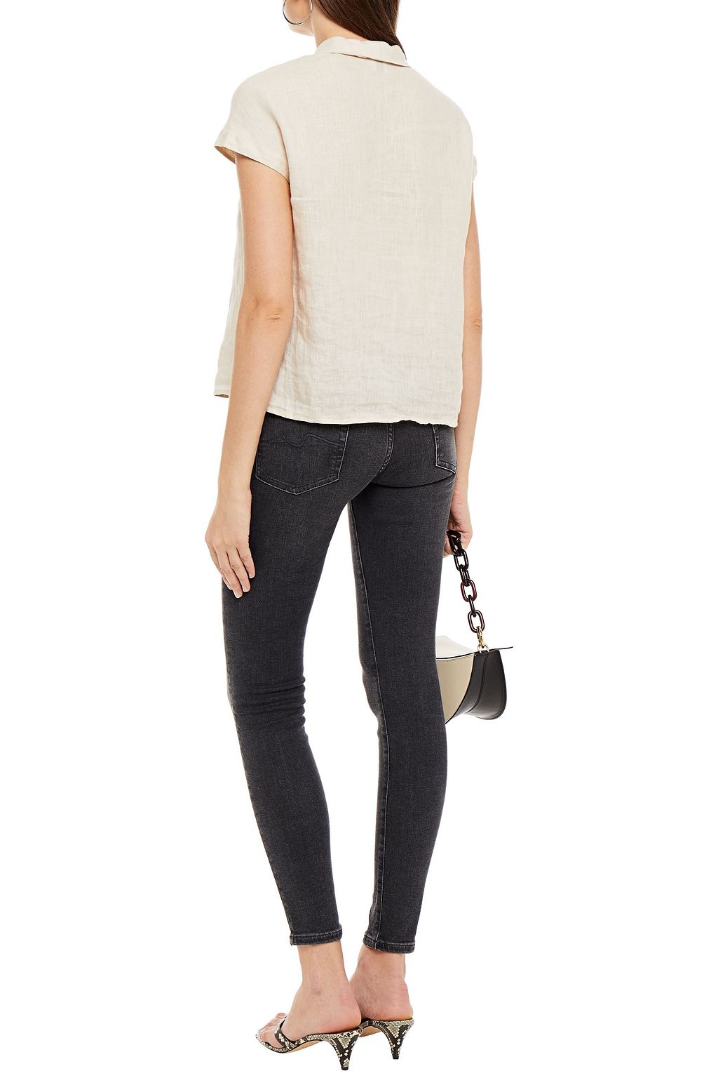 7 FOR ALL MANKIND Embellished distressed mid-rise skinny jeans