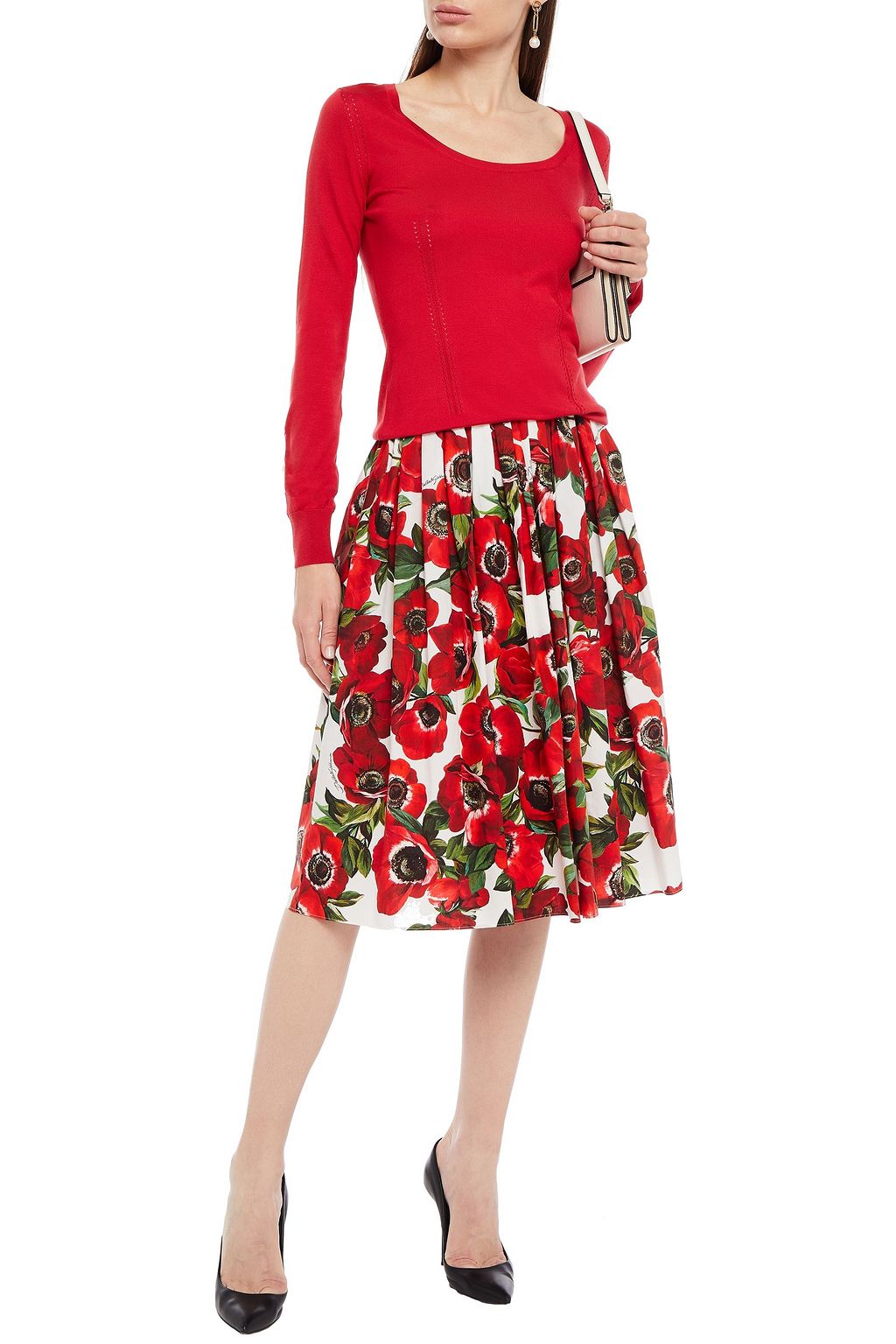 DOLCE & GABBANA 透かし編みトリム シルク セーター