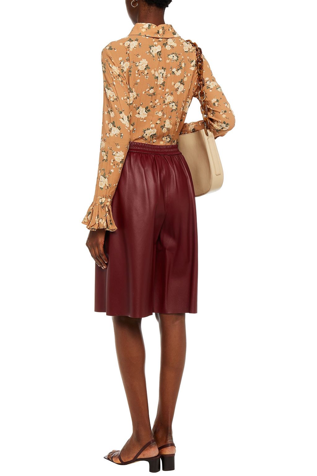 MICHAEL KORS COLLECTION Fluted floral-print silk-georgette shirt