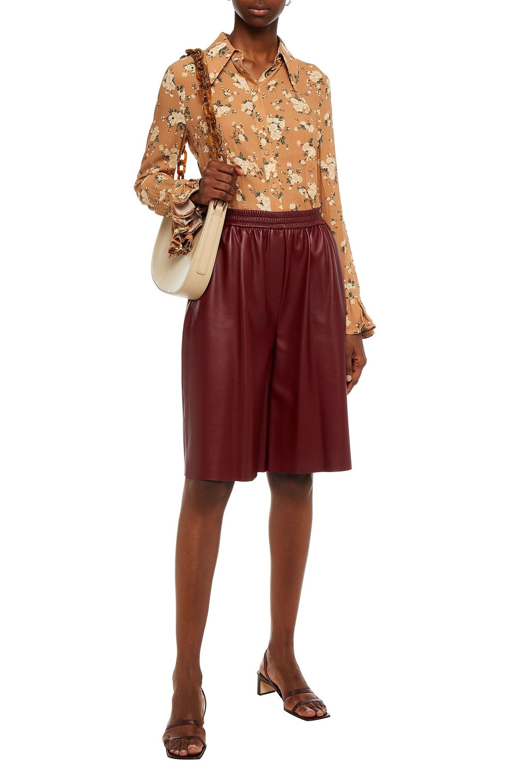 MICHAEL KORS COLLECTION Fluted floral-print silk-georgette shirt