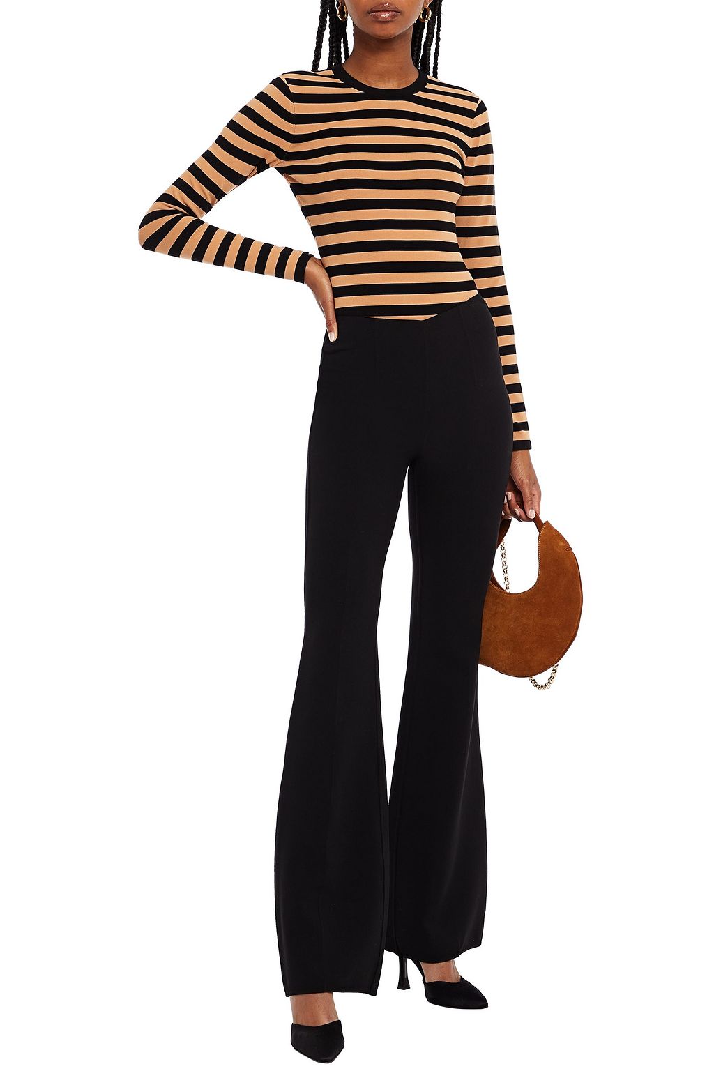 MICHAEL KORS COLLECTION Striped stretch-knit bodysuit