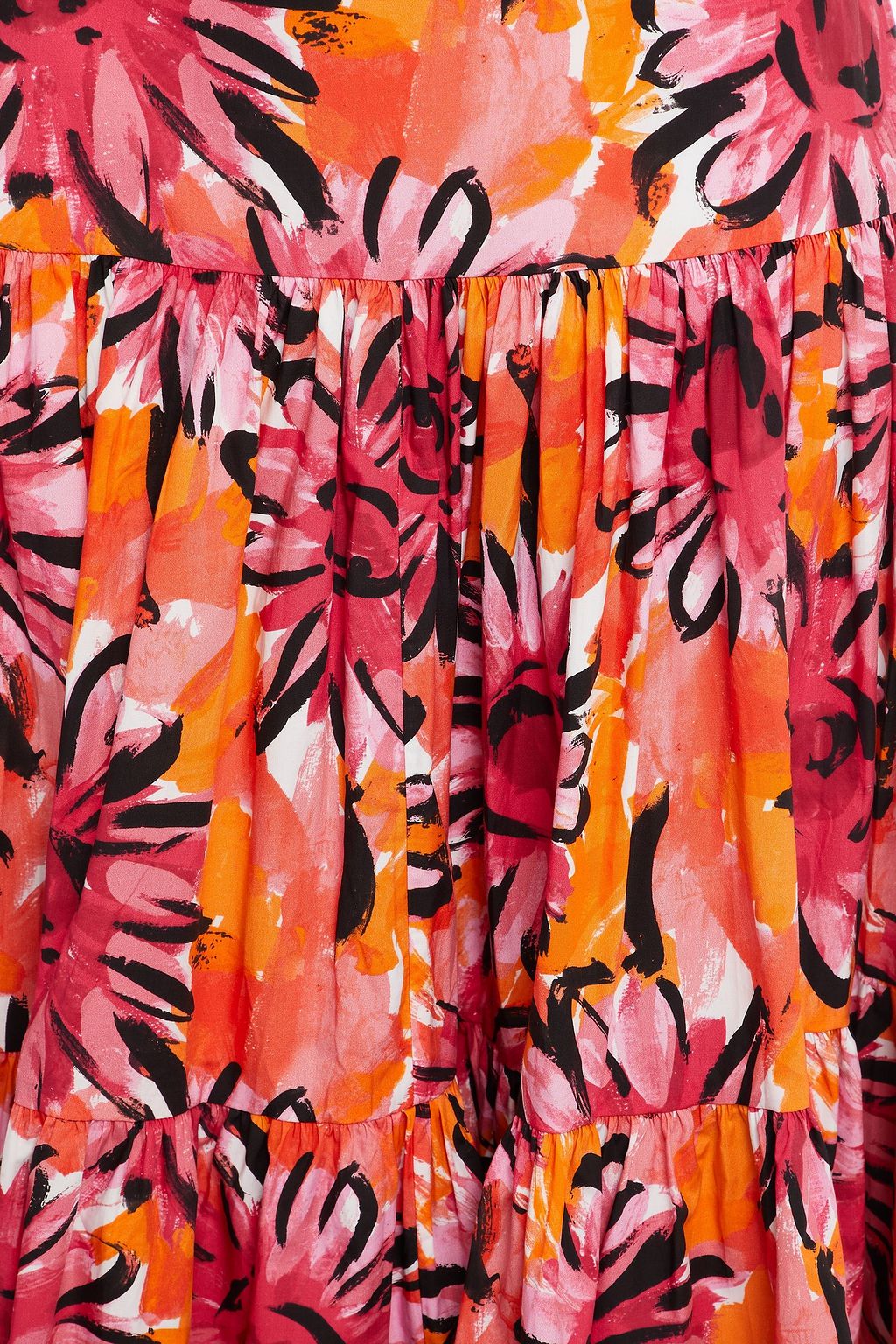 MICHAEL KORS COLLECTION Gathered floral-print cotton-poplin midi skirt