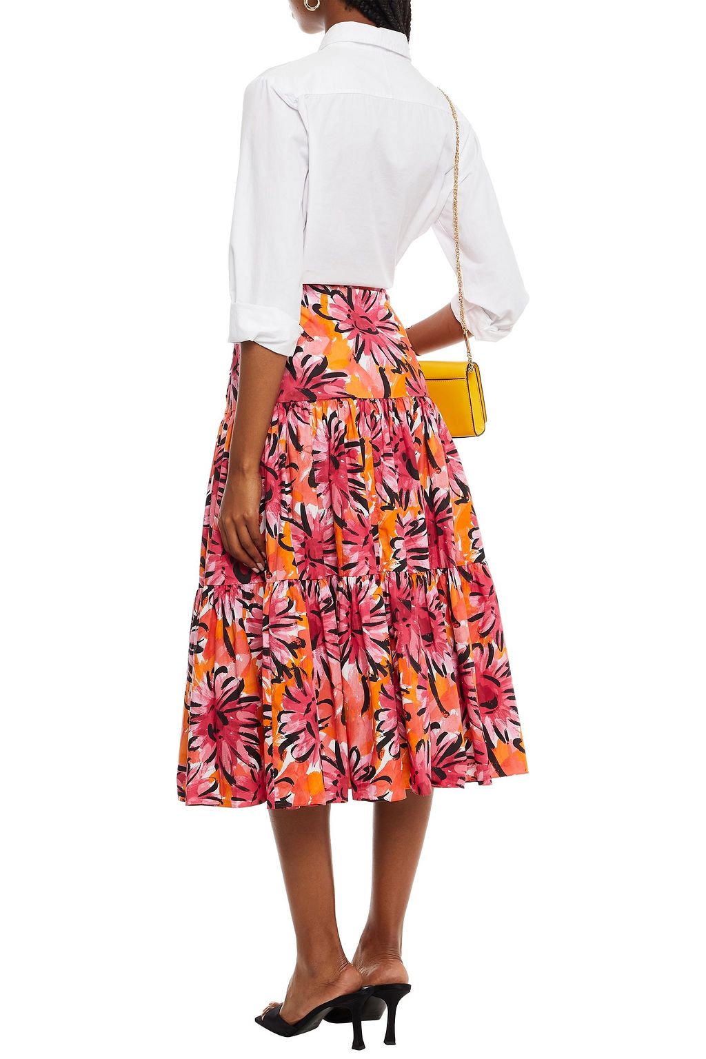 MICHAEL KORS COLLECTION Gathered floral-print cotton-poplin midi skirt