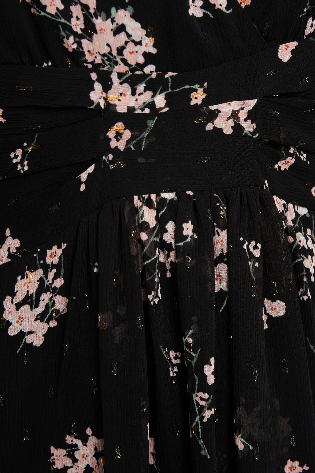 CLAUDIE PIERLOT Rozenn wrap-effect floral-print metallic fil coupé dress