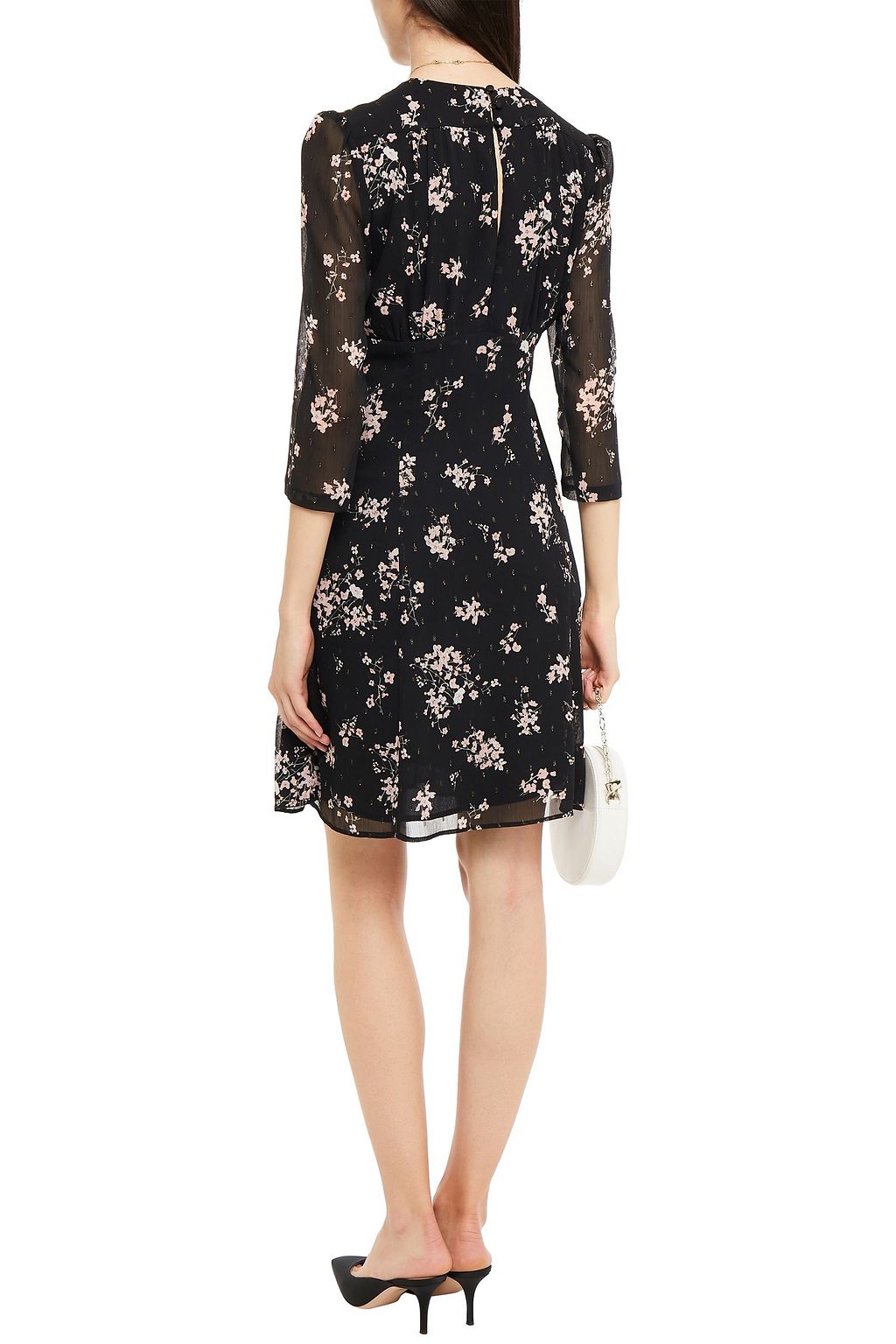 CLAUDIE PIERLOT Rozenn wrap-effect floral-print metallic fil coupé dress