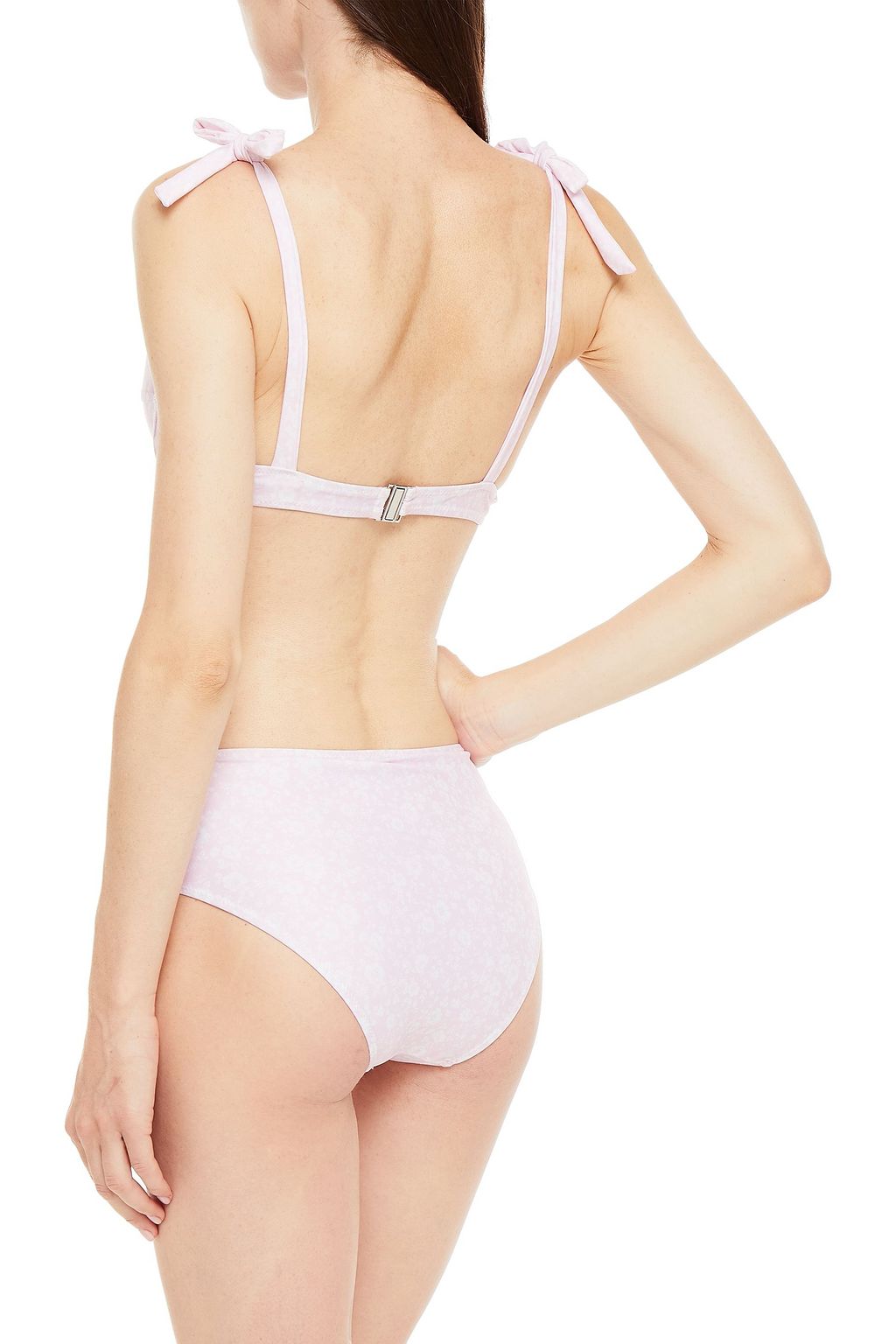 GANNI Tie-detailed checked bikini top