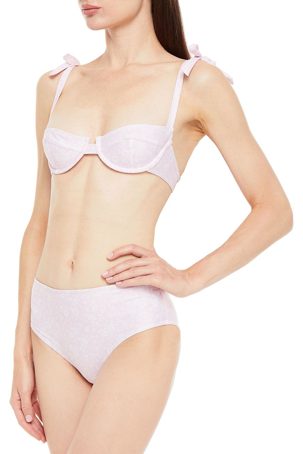 GANNI Tie-detailed checked bikini top