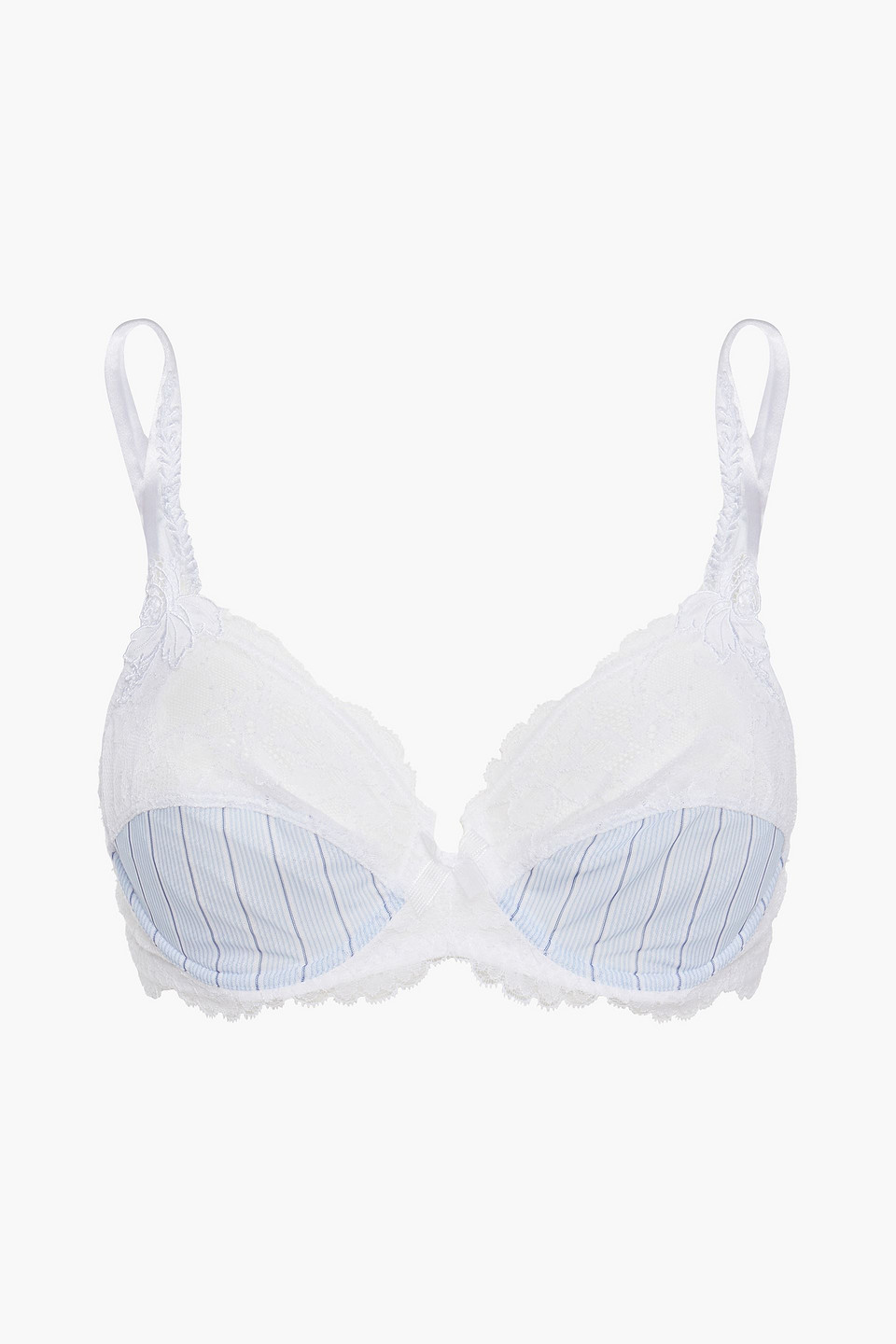 Lise Charmel Dandy Lace And Striped Tulle Underwired Bra In White